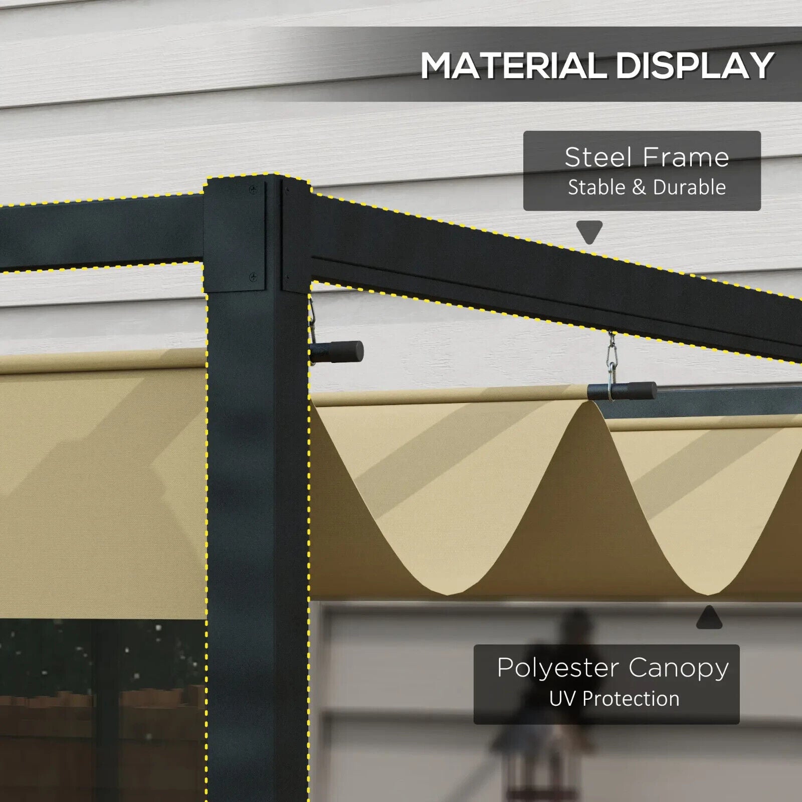 Heavy Duty Metal Pergola Retractable Canopy Patio Gazebo Sun Shelter4x3(m) Cover - Home and Garden Furniture Shop - #rustic - furniture#