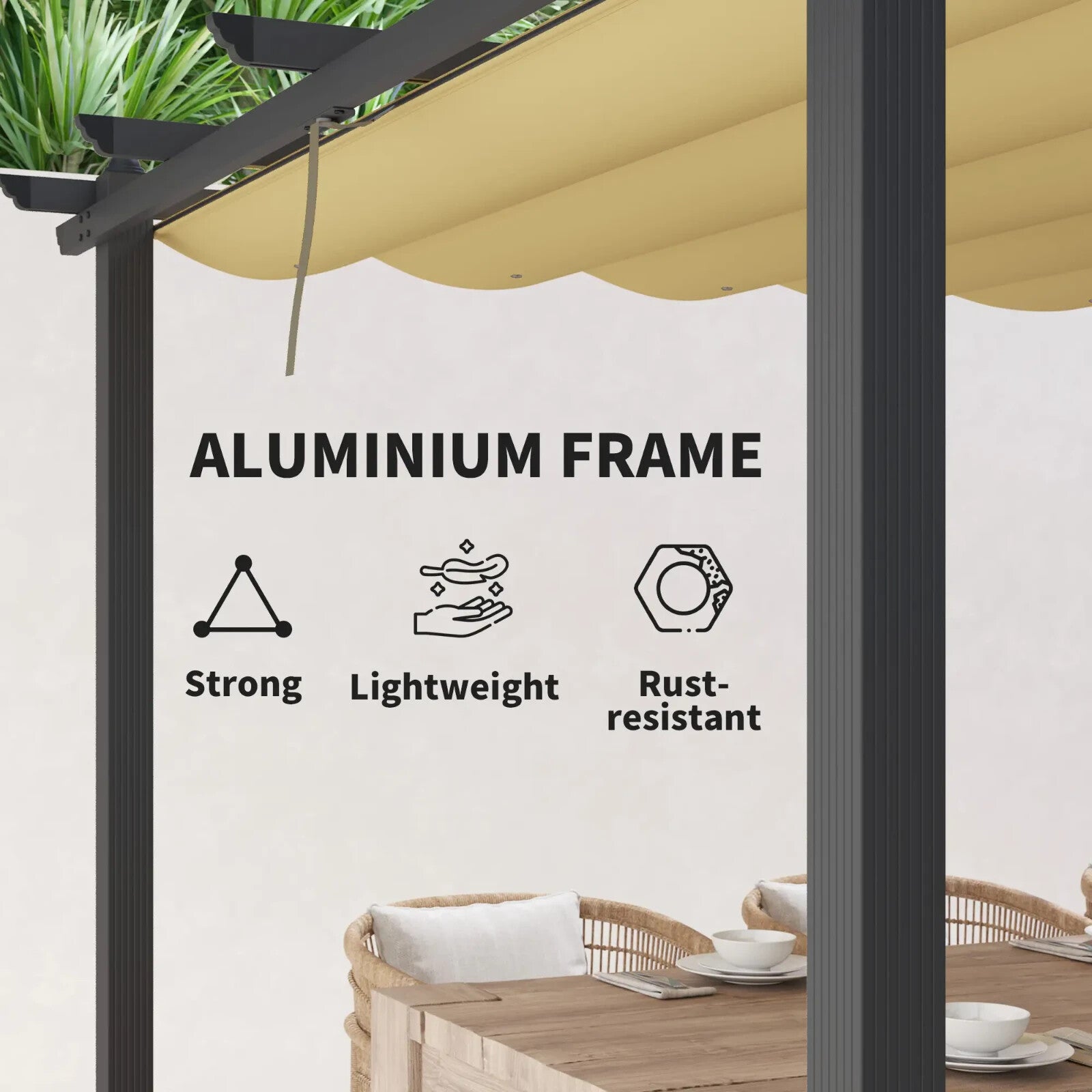Heavy Duty Metal Pergola Retractable Roof 3m Garden Gazebo Patio Shelter Shade - Home and Garden Furniture Shop - rustic - furniture