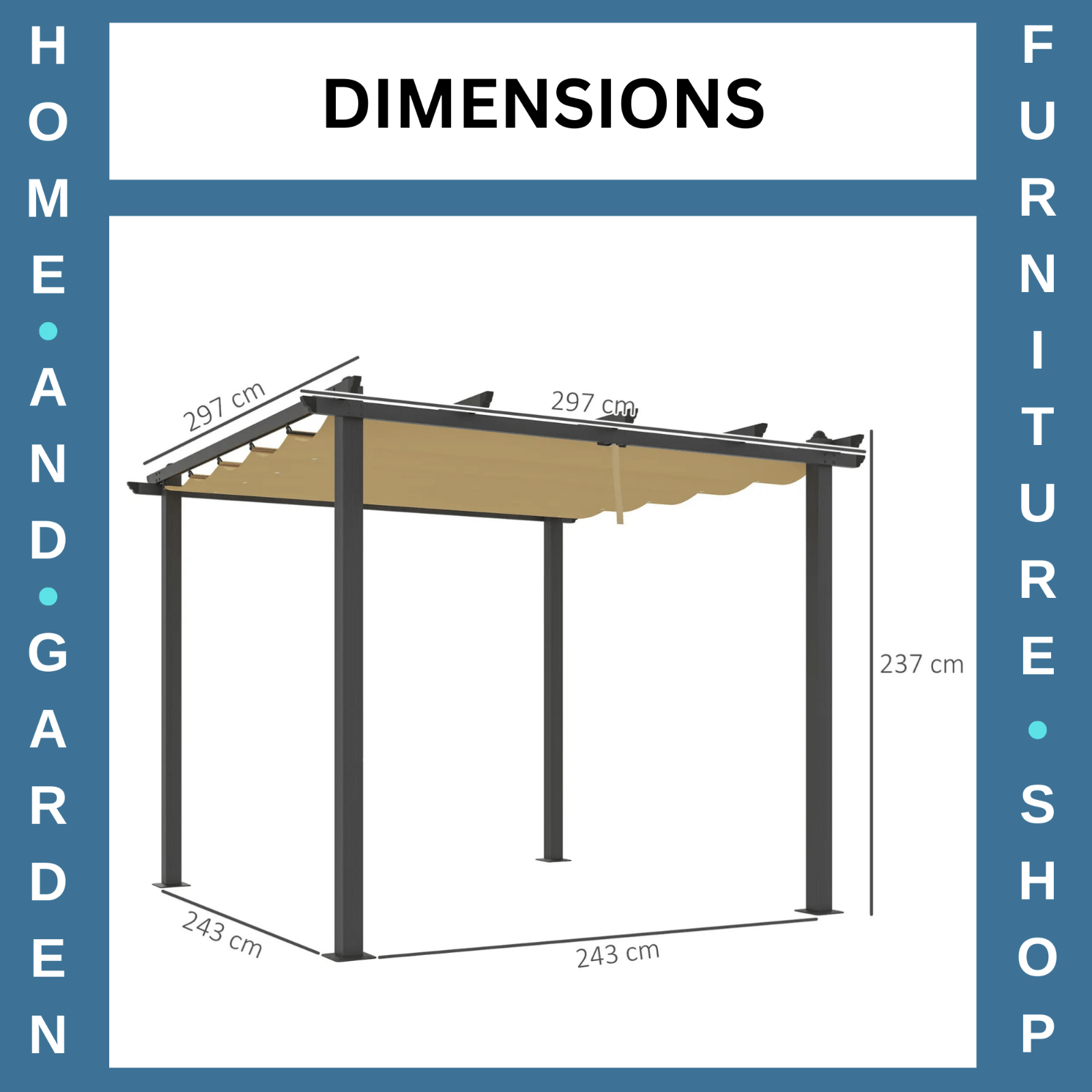Heavy Duty Metal Pergola Retractable Roof 3m Garden Gazebo Patio Shelter Shade - Home and Garden Furniture Shop - rustic - furniture