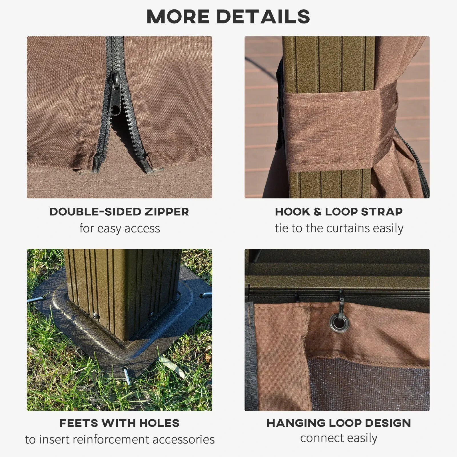 Heavy Duty Outdoor Metal Gazebo with Hardtop Double Roof Brown Sides 3.65 x 3m - Home and Garden Furniture Shop - rustic - furniture