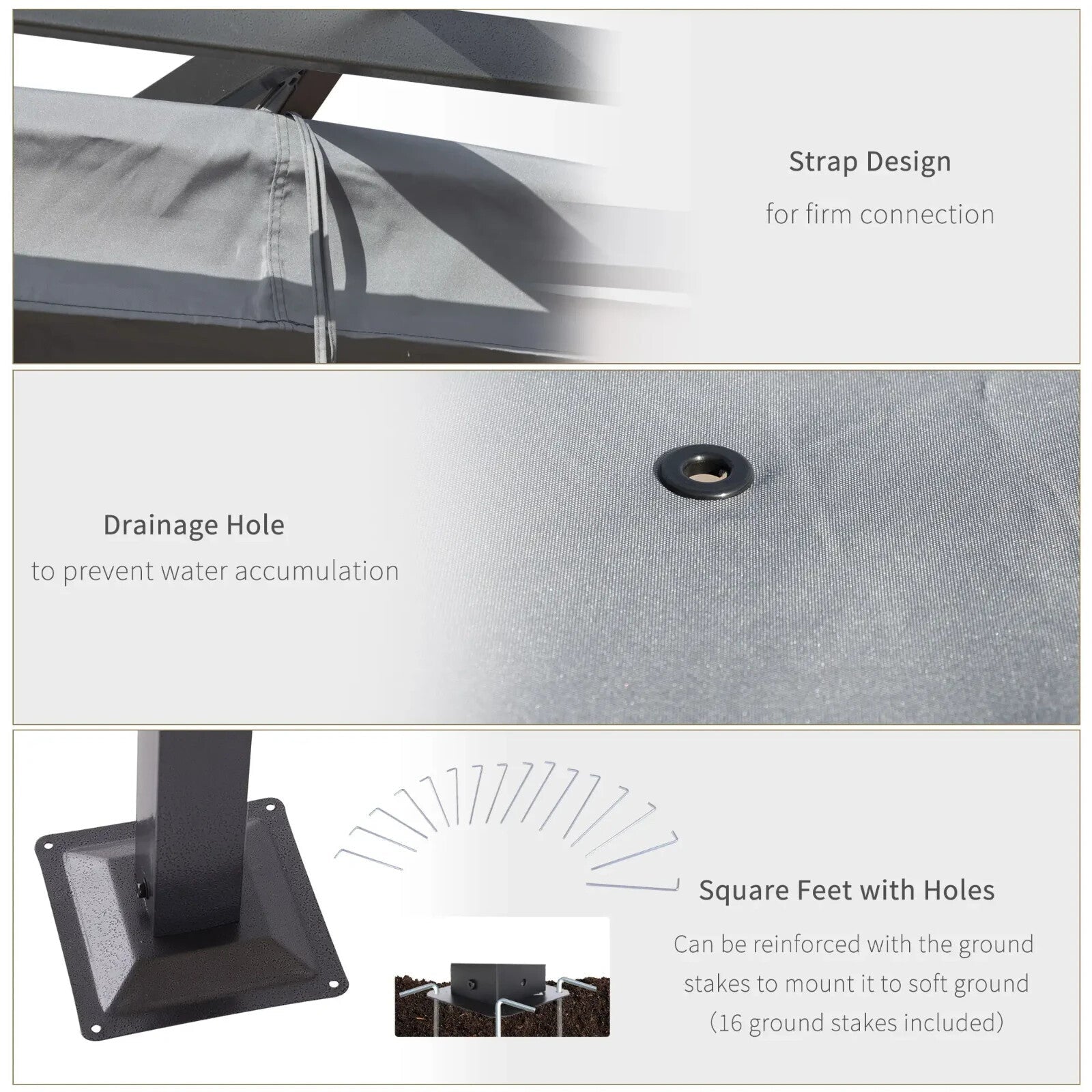 Heavy Duty Outdoor Metal Pergola 3m x 3m Gazebo Porch Awning Retractable Canopy - Home and Garden Furniture Shop - rustic - furniture