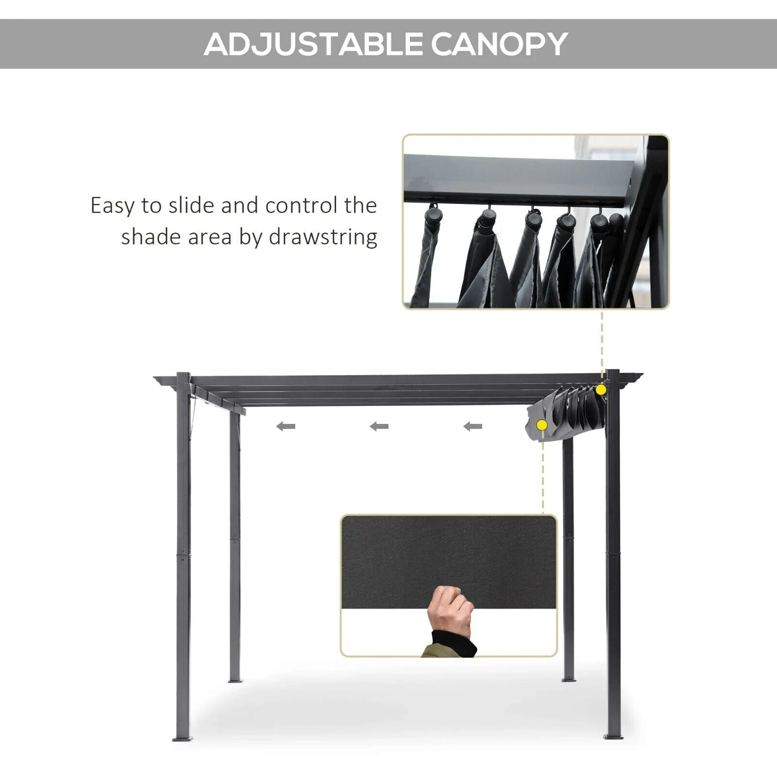 Heavy Duty Pergola Gazebo Sun Shade Shelter Aluminium Frane Garden Grey Canopy - Home and Garden Furniture Shop - #rustic - furniture#