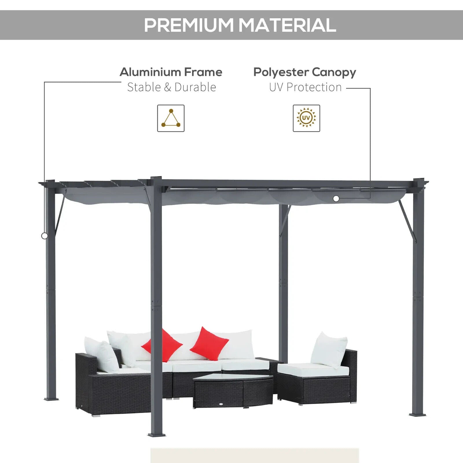 Heavy Duty Pergola Gazebo Sun Shade Shelter Aluminium Frane Garden Grey Canopy - Home and Garden Furniture Shop - #rustic - furniture#