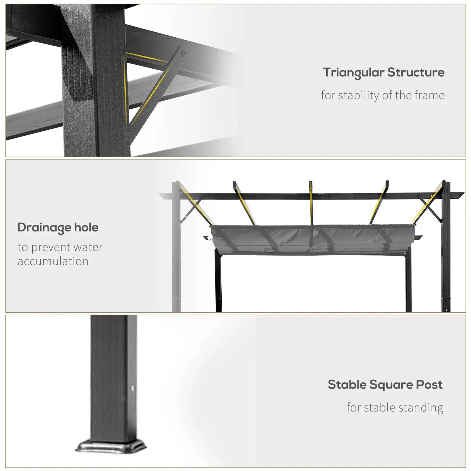 Heavy Duty Pergola Gazebo Sun Shade Shelter Aluminium Frane Garden Grey Canopy - Home and Garden Furniture Shop - #rustic - furniture#