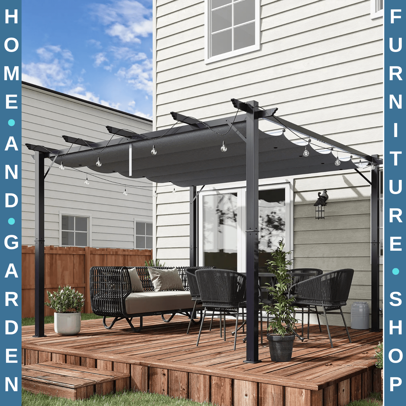 Heavy Duty Pergola Gazebo Sun Shade Shelter Aluminium Frane Garden Grey Canopy - Home and Garden Furniture Shop - #rustic - furniture#