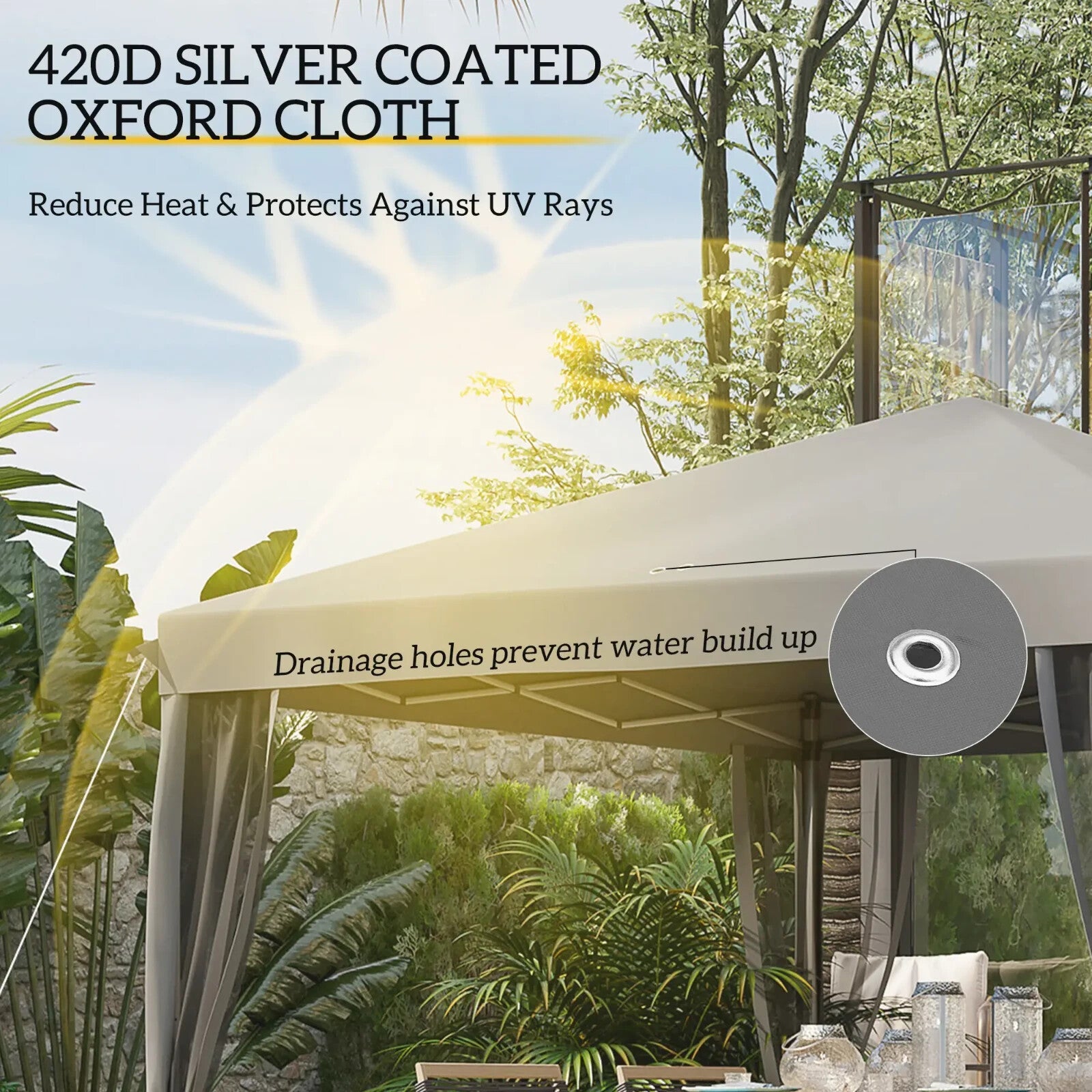 Heavy Duty Pop Up Garden Gazebo with Sides Grey Party Tent Outdoor Event Shelter - Home and Garden Furniture Shop - rustic - furniture