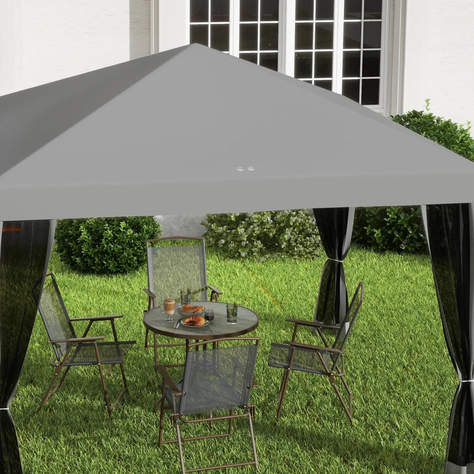 Heavy Duty Pop Up Garden Gazebo with Sides Grey Party Tent Outdoor Event Shelter - Home and Garden Furniture Shop - #rustic - furniture#