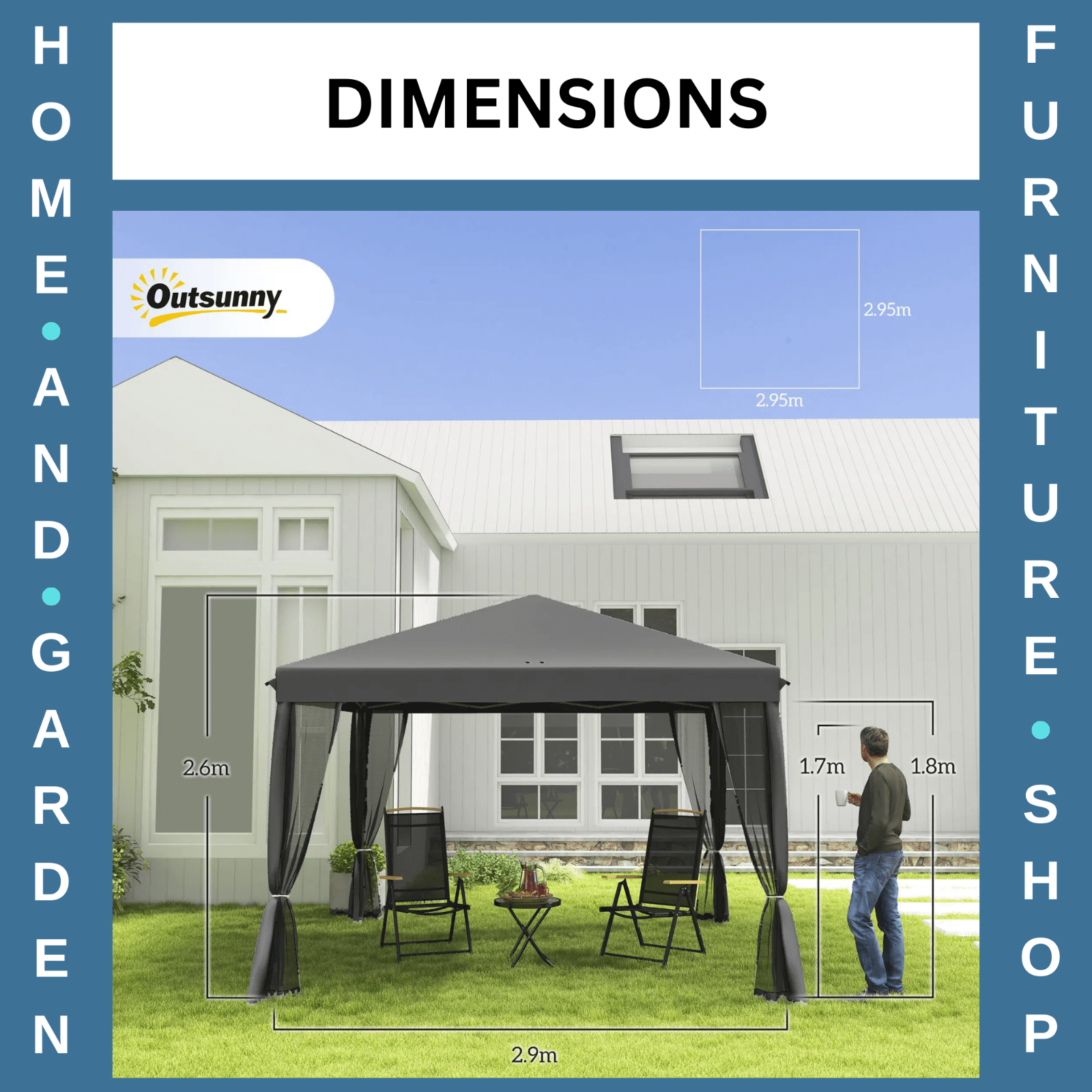Heavy Duty Pop Up Garden Gazebo with Sides Grey Party Tent Outdoor Event Shelter - Home and Garden Furniture Shop - rustic - furniture