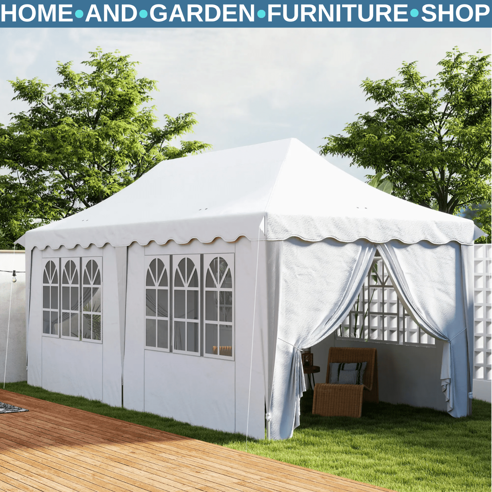 Heavy Duty Pop Up Gazebo 6m x 3m Garden Marquee Party Tent Wedding Canopy Cover - Home and Garden Furniture Shop - #rustic - furniture#