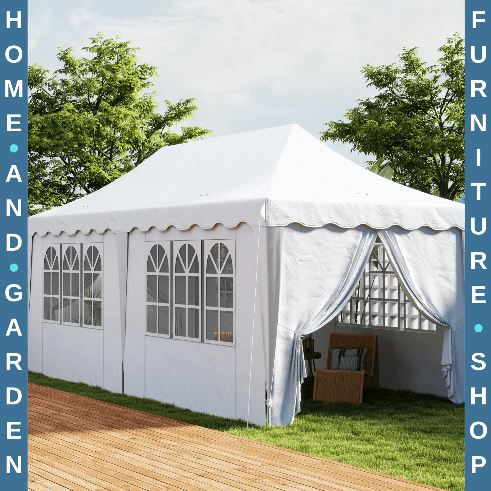 Heavy Duty Pop Up Gazebo 6m x 3m Garden Marquee Party Tent Wedding Canopy Cover - Home and Garden Furniture Shop - #rustic - furniture#