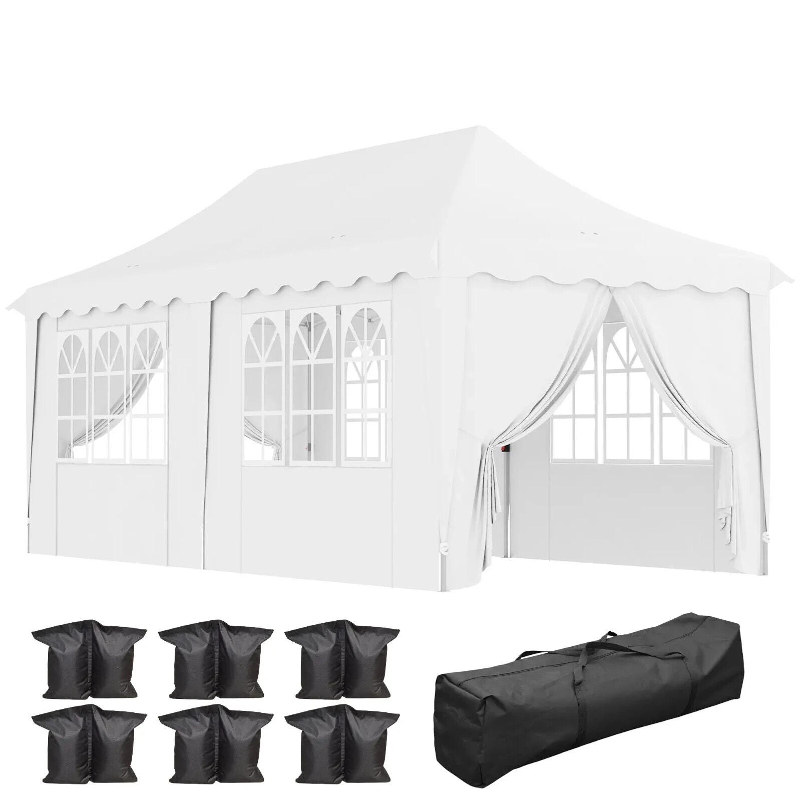 Heavy Duty Pop Up Gazebo 6m x 3m Garden Marquee Party Tent Wedding Canopy Cover - Home and Garden Furniture Shop - #rustic - furniture#