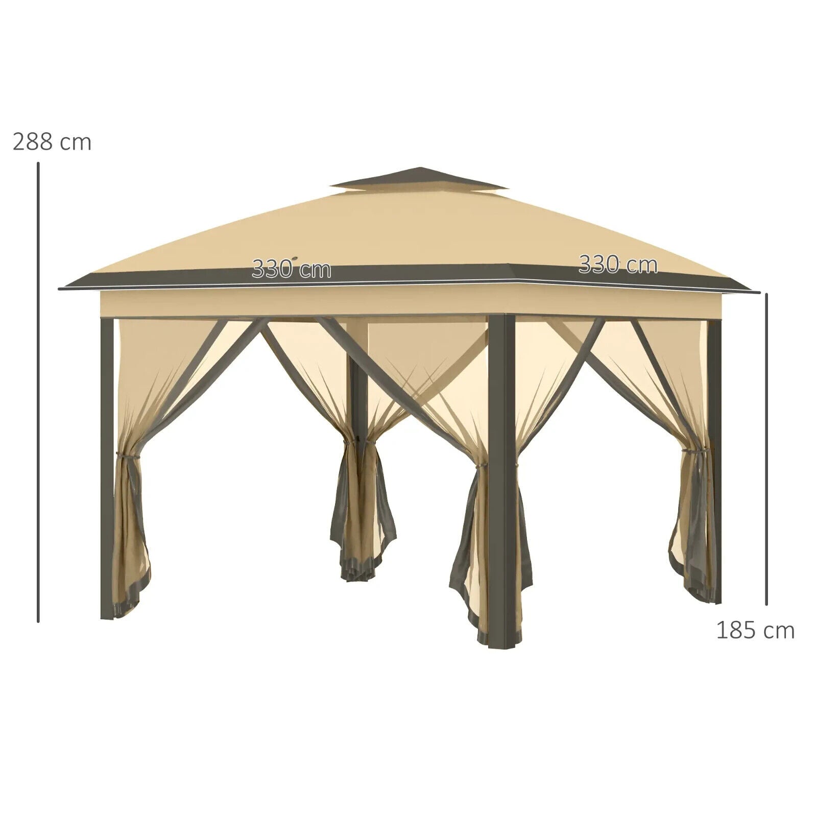 Heavy Duty Pop Up Gazebo Height Adjustable Canopy Tent Sides Carrying Bag Beige - Home and Garden Furniture Shop - #rustic - furniture#