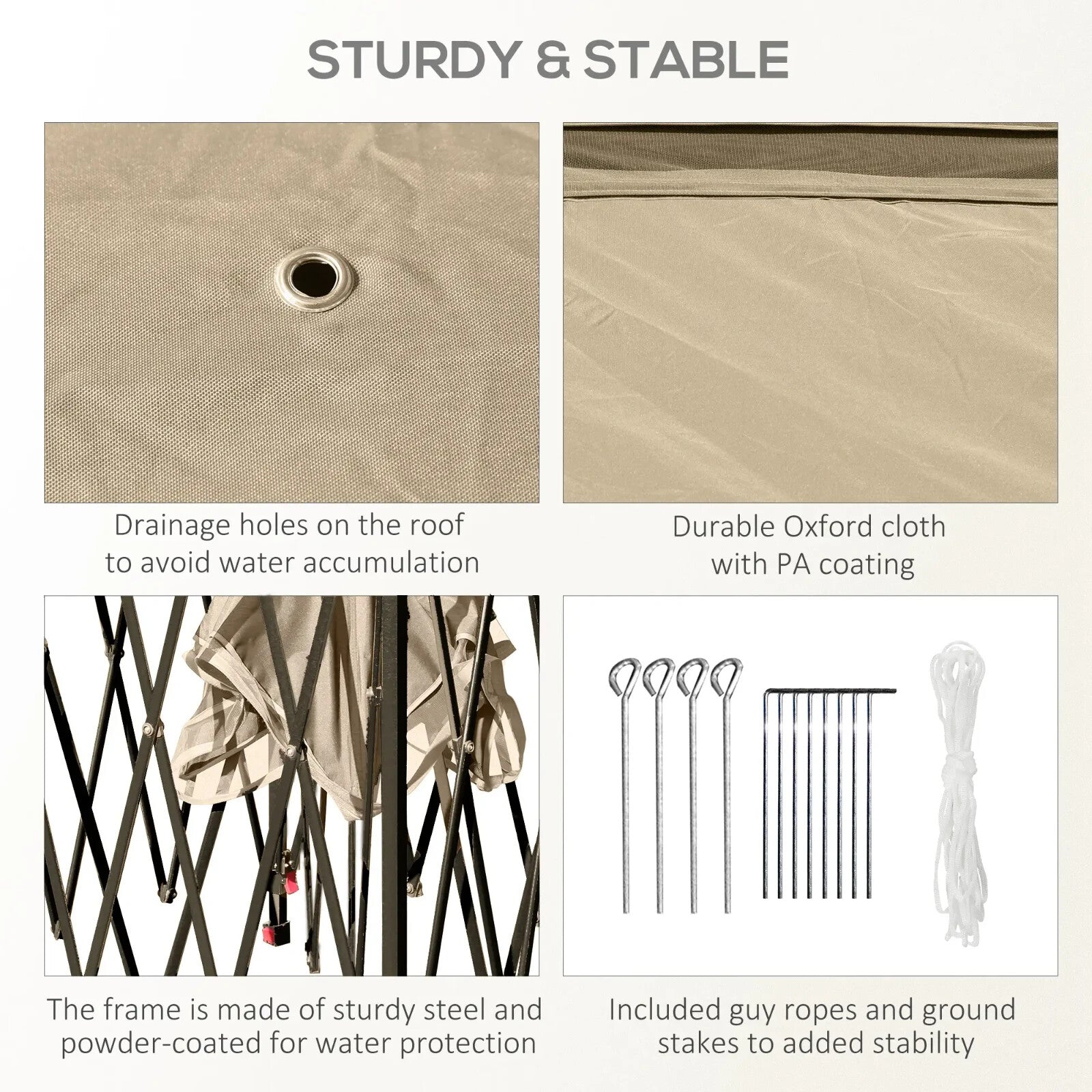 Heavy Duty Pop Up Gazebo Height Adjustable Canopy Tent Sides Carrying Bag Beige - Home and Garden Furniture Shop - rustic - furniture