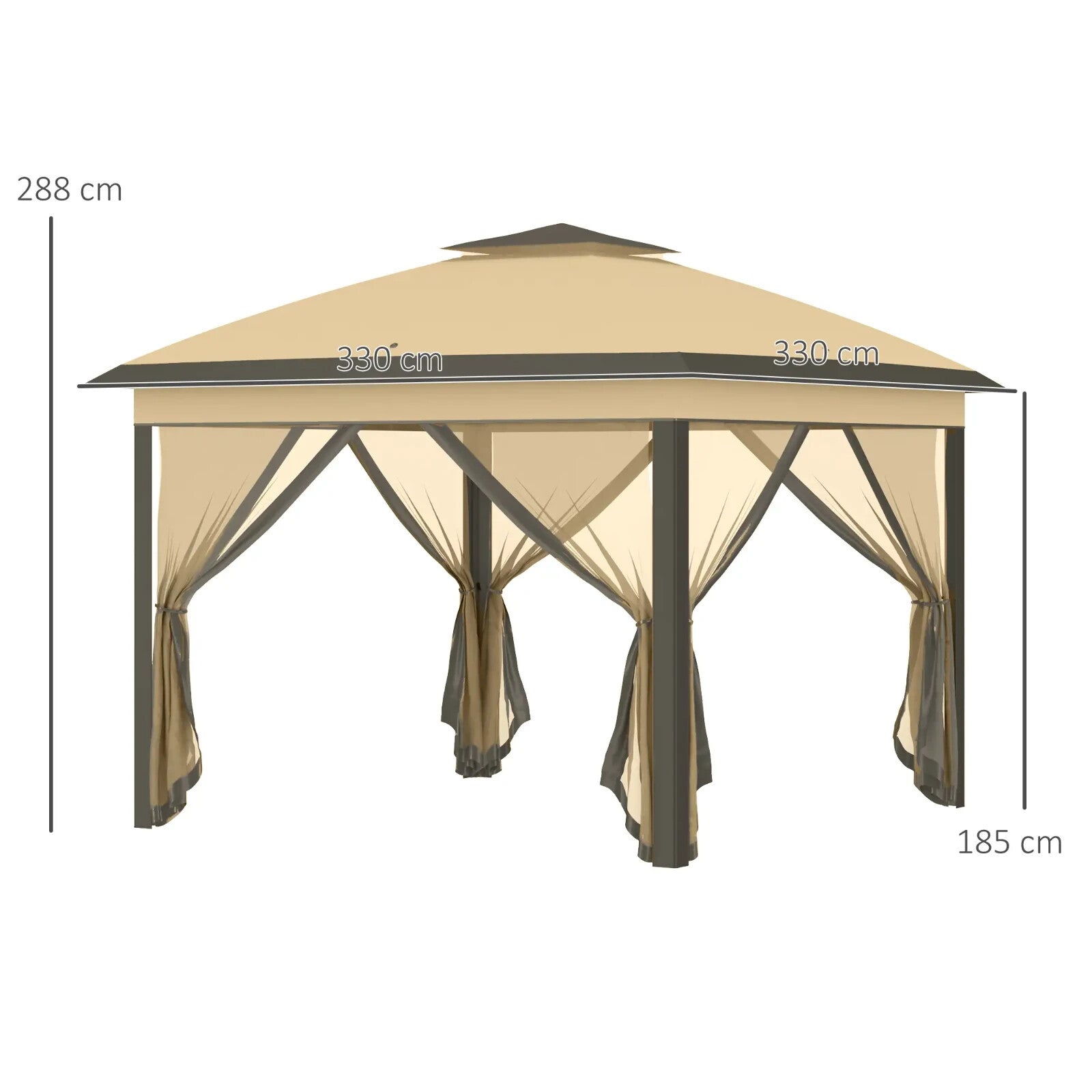 Heavy Duty Pop Up Gazebo Height Adjustable Canopy Tent Sides Carrying Bag Beige - Home and Garden Furniture Shop - rustic - furniture