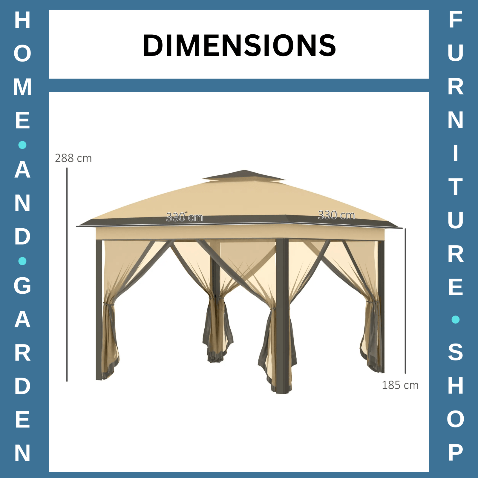 Heavy Duty Pop Up Gazebo Height Adjustable Canopy Tent Sides Carrying Bag Beige - Home and Garden Furniture Shop - #rustic - furniture#