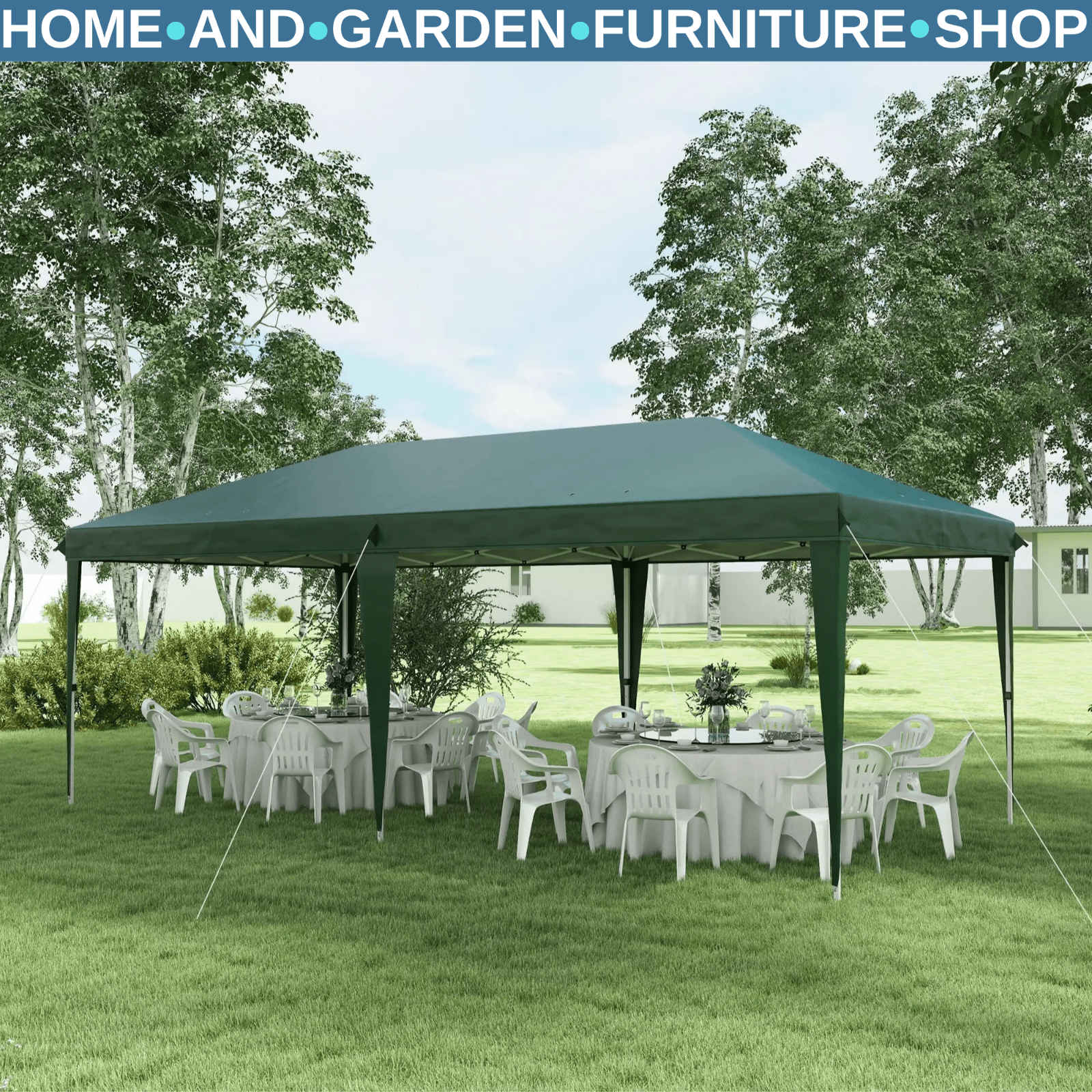 Heavy Duty Pop Up Gazebo Large 6 x 3(m) Wedding Tent Patio Party Event Canopy - Home and Garden Furniture Shop - rustic - furniture