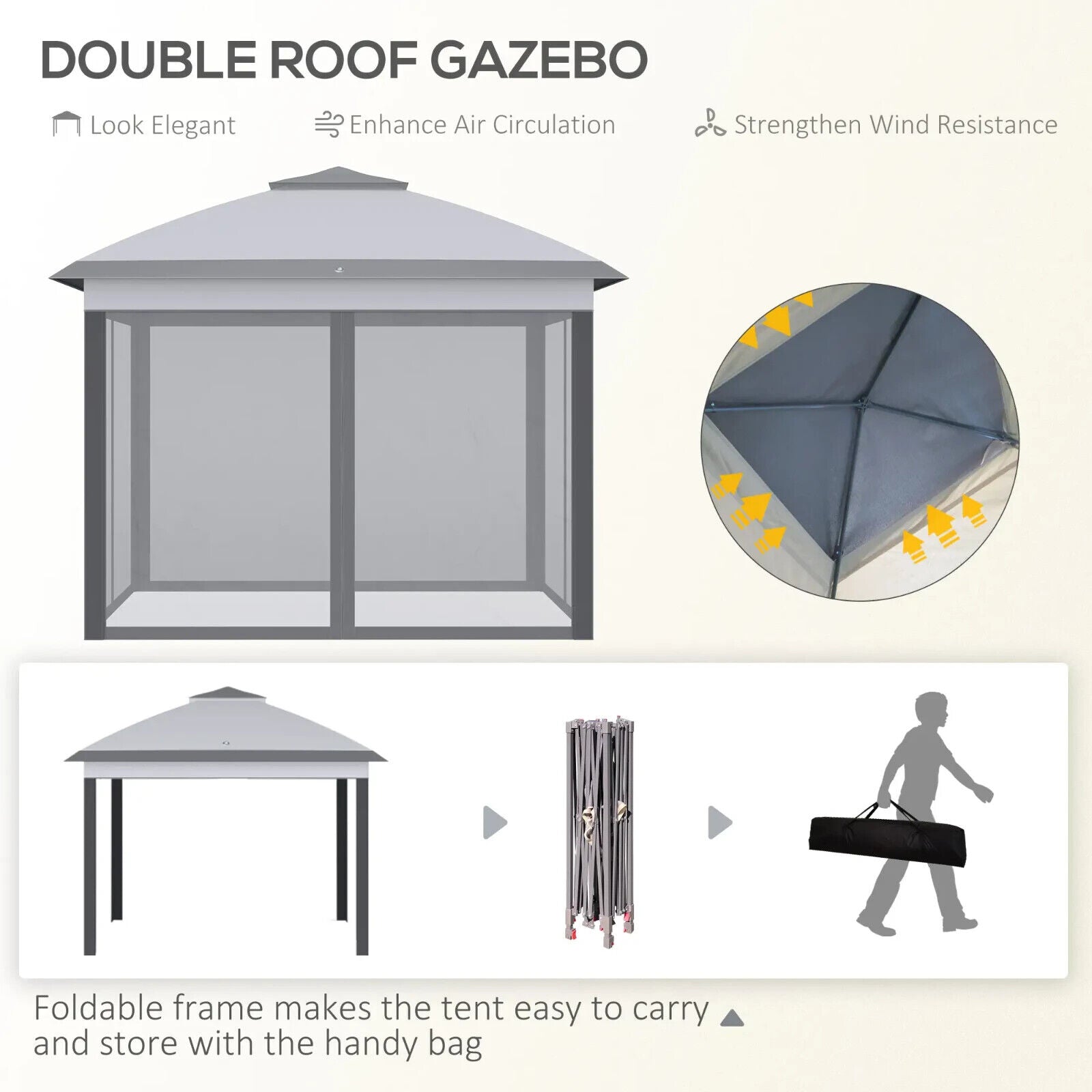 Heavy Duty Pop Up Gazebo Marquee with Sides Canopy Tent Camping Carrying Bag Set - Home and Garden Furniture Shop - #rustic - furniture#