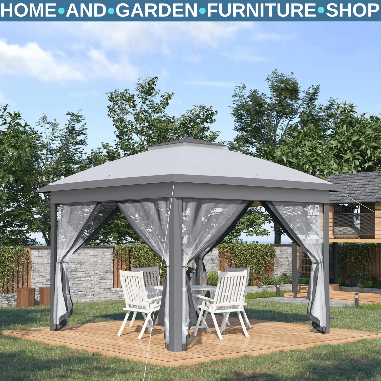 Heavy Duty Pop Up Gazebo Marquee with Sides Canopy Tent Camping Carrying Bag Set - Home and Garden Furniture Shop - #rustic - furniture#
