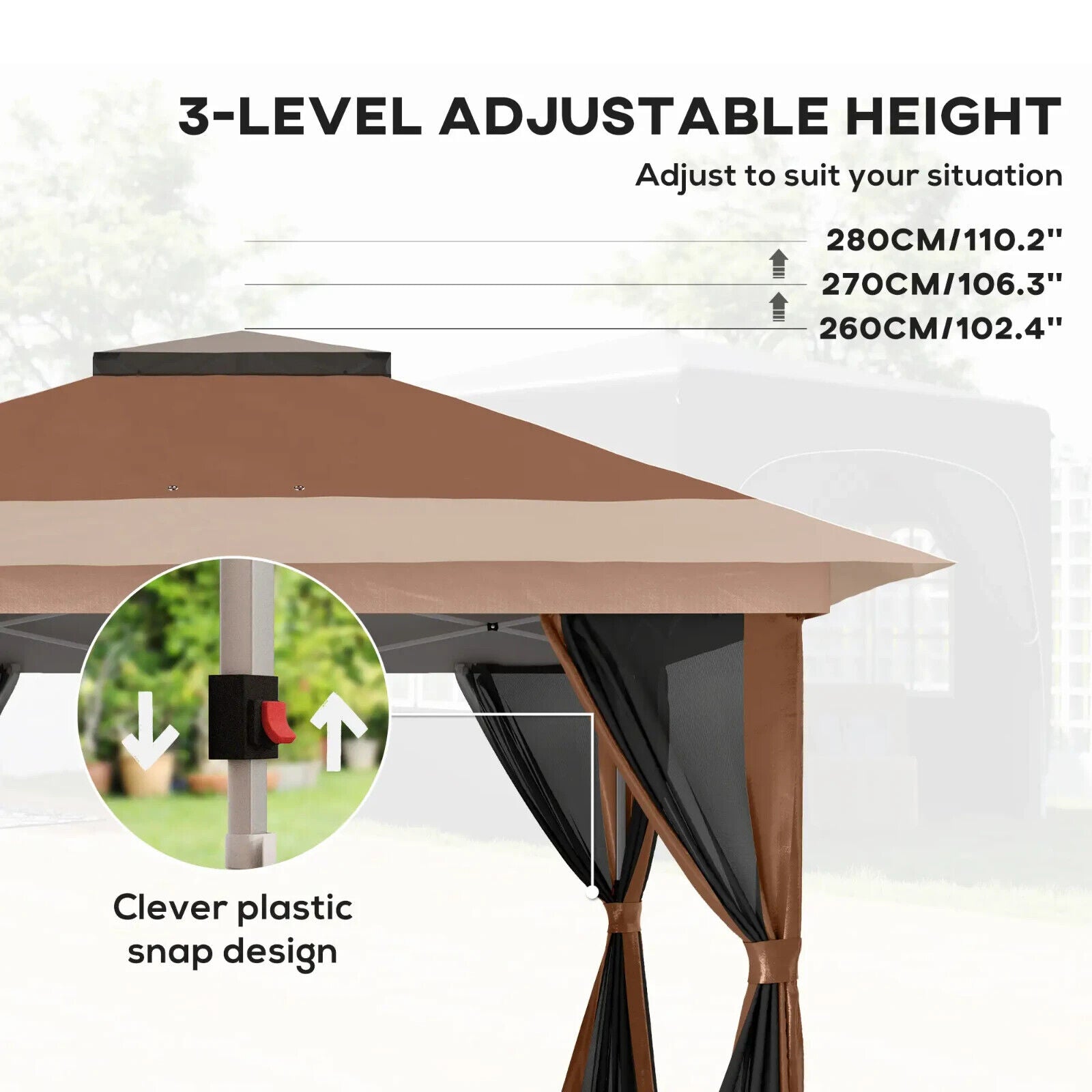 Heavy Duty Pop Up Gazebo with Netting Curtains 3.6 x 3.6m Garden Marquee Beige - Home and Garden Furniture Shop - #rustic - furniture#