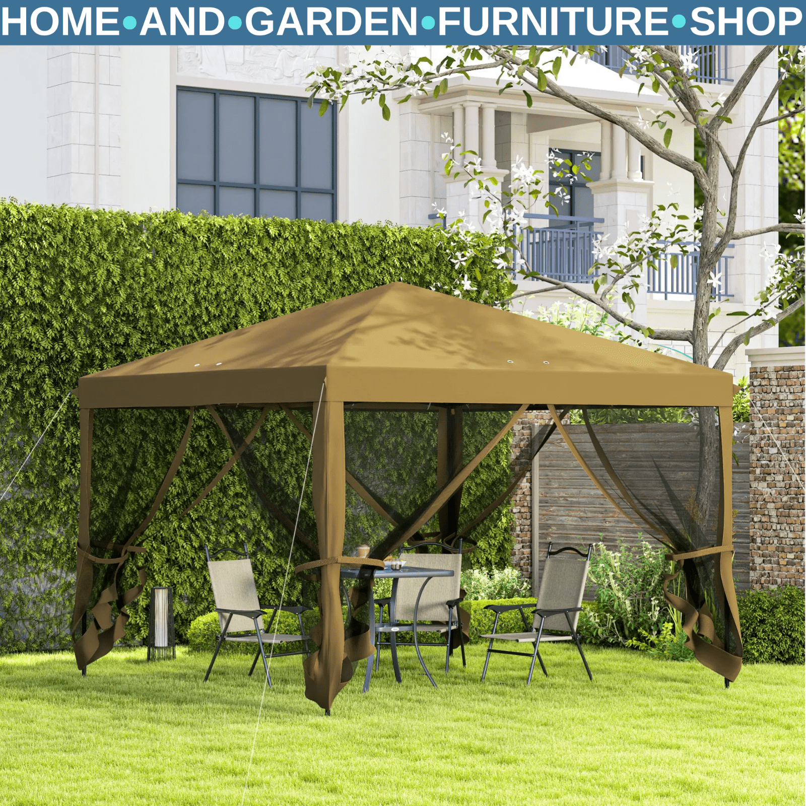 Heavy Duty Pop Up Gazebo with Removable Mesh Side Walls Garden Marquee Tent Set - Home and Garden Furniture Shop - #rustic - furniture#