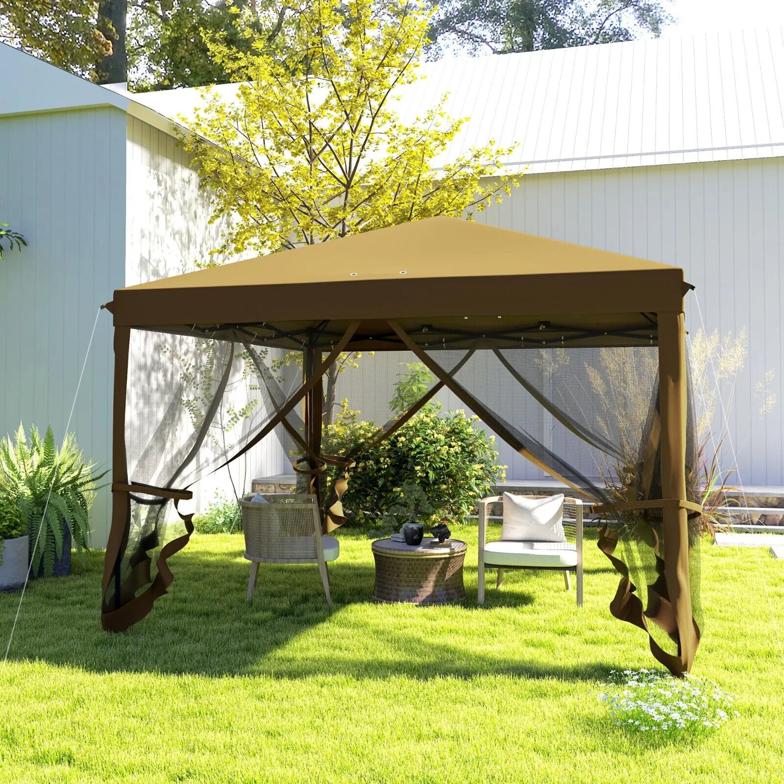 Heavy Duty Pop Up Gazebo with Removable Mesh Side Walls Garden Marquee Tent Set - Home and Garden Furniture Shop - #rustic - furniture#