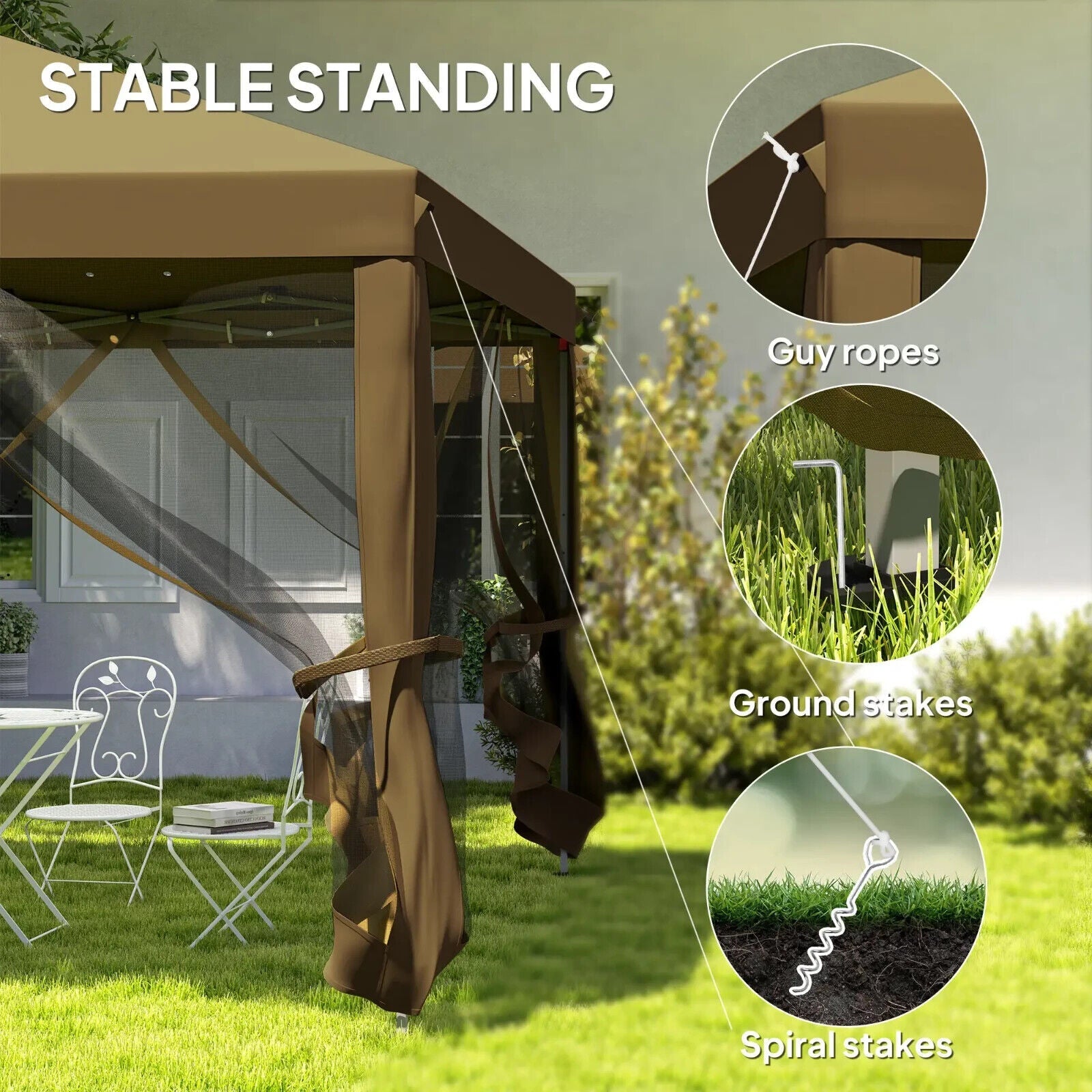 Heavy Duty Pop Up Gazebo with Removable Mesh Side Walls Garden Marquee Tent Set - Home and Garden Furniture Shop - #rustic - furniture#