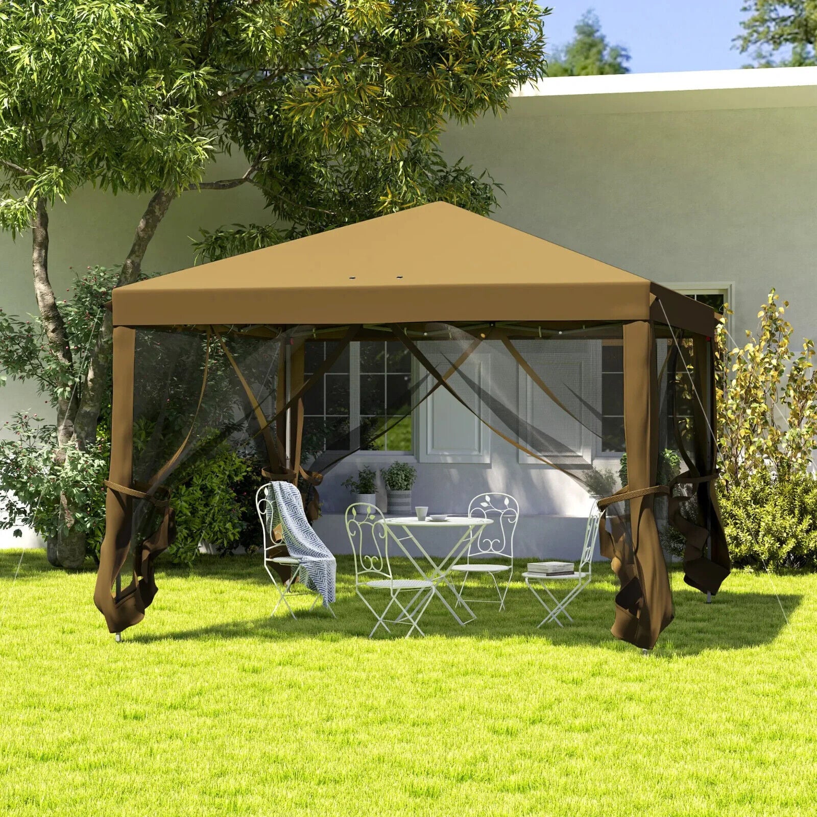Heavy Duty Pop Up Gazebo with Removable Mesh Side Walls Garden Marquee Tent Set - Home and Garden Furniture Shop - #rustic - furniture#