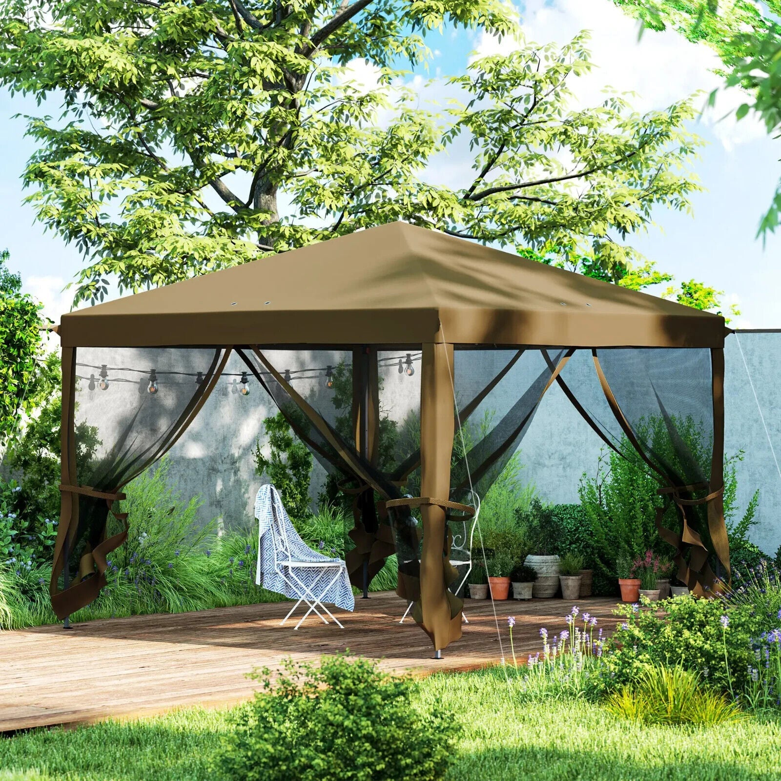 Heavy Duty Pop Up Gazebo with Removable Mesh Side Walls Garden Marquee Tent Set - Home and Garden Furniture Shop - #rustic - furniture#