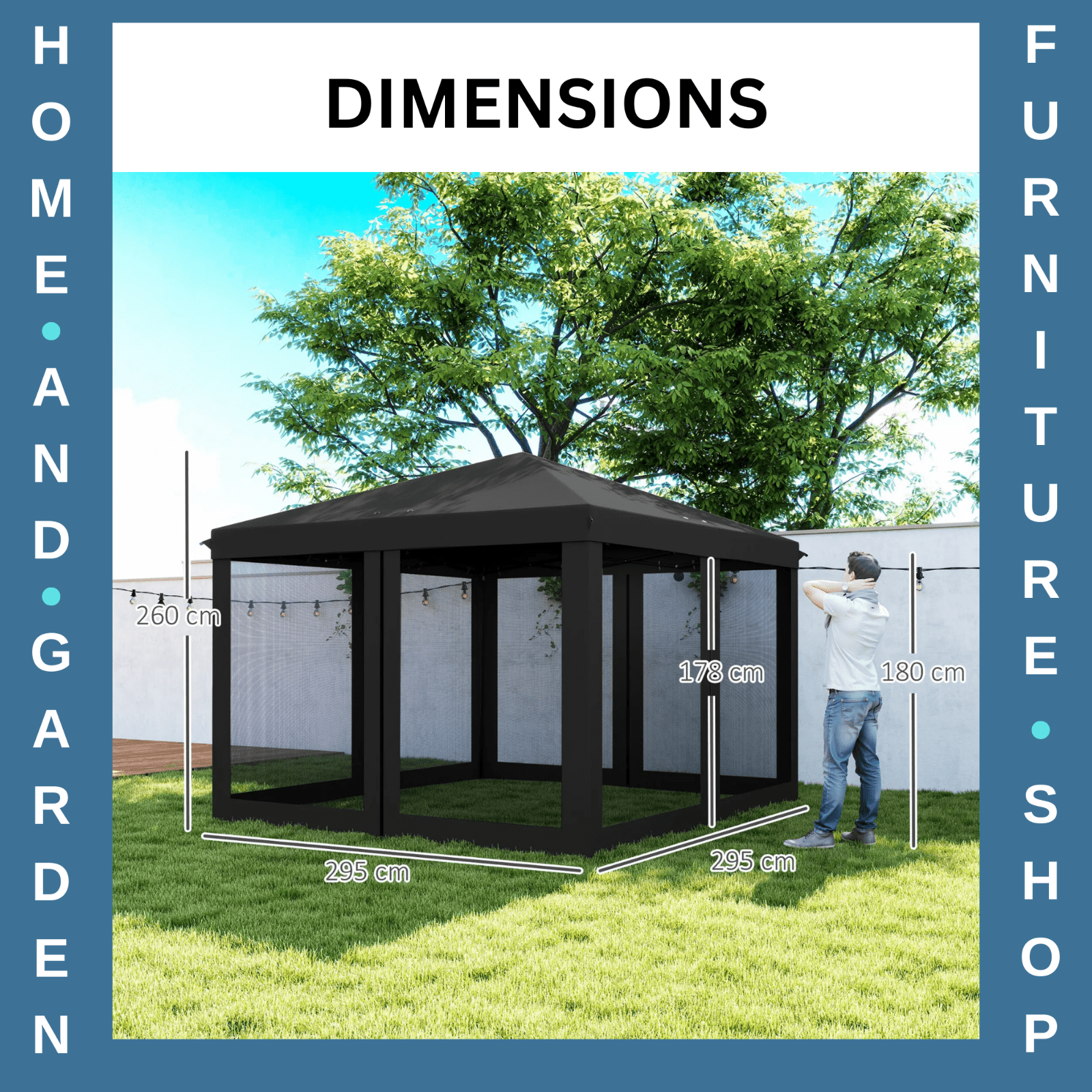 Heavy Duty Pop Up Gazebo with Removable Mesh Sidewall Black Party Tent Marquee - Home and Garden Furniture Shop - rustic - furniture