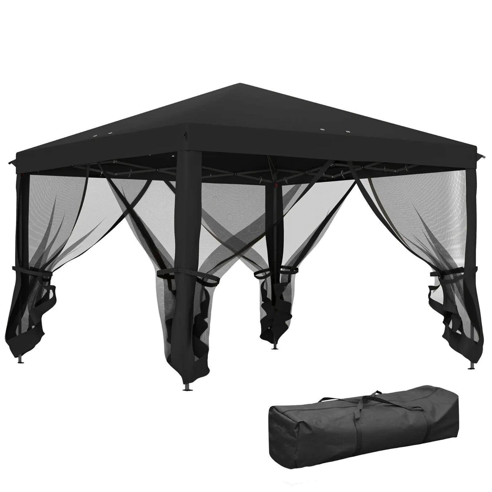 Heavy Duty Pop Up Gazebo with Removable Mesh Sidewall Black Party Tent Marquee - Home and Garden Furniture Shop - rustic - furniture
