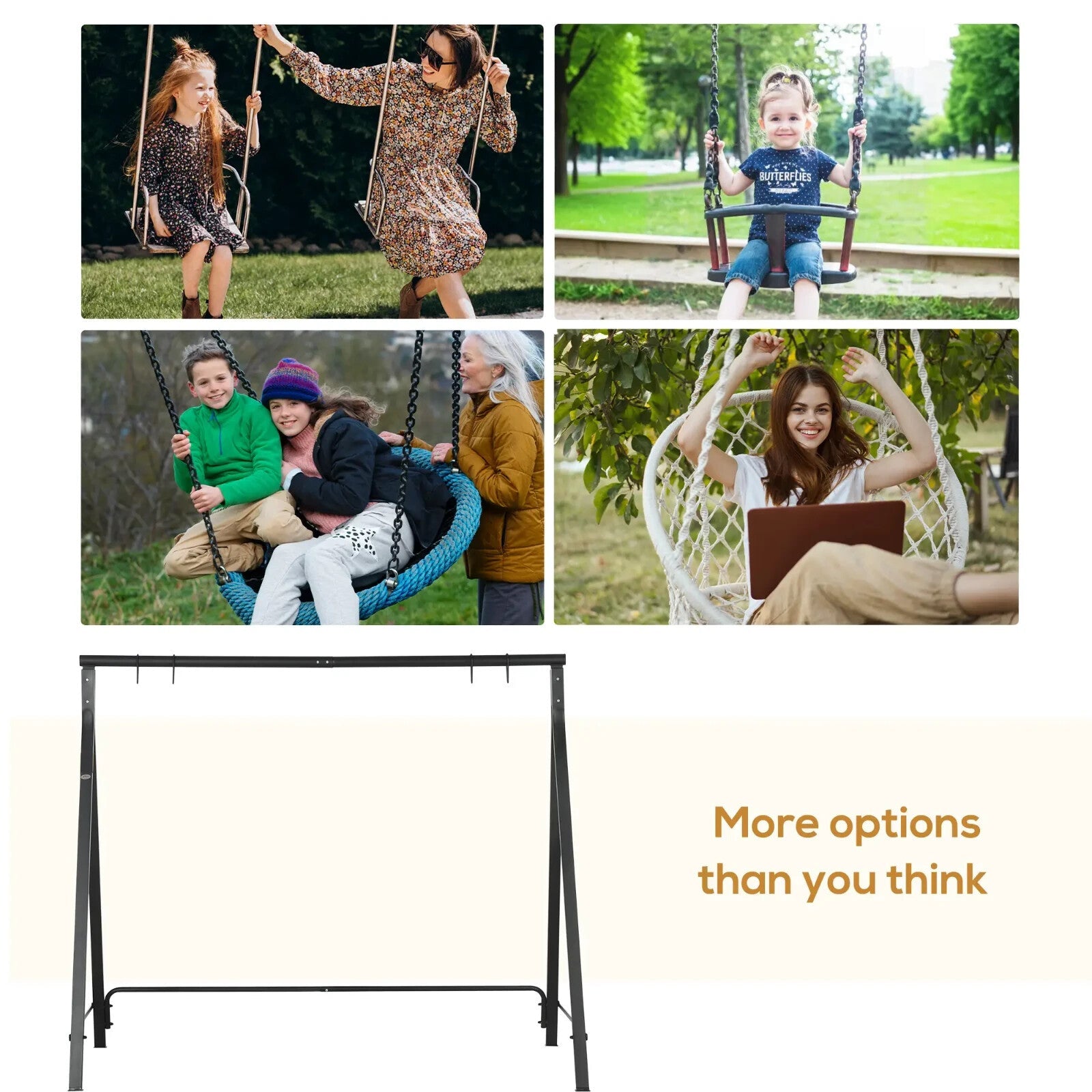 Heavy Duty Steel Swing Chair Frame with 240kg Capacity Hanging Seat Garden Use - Home and Garden Furniture Shop - rustic - furniture