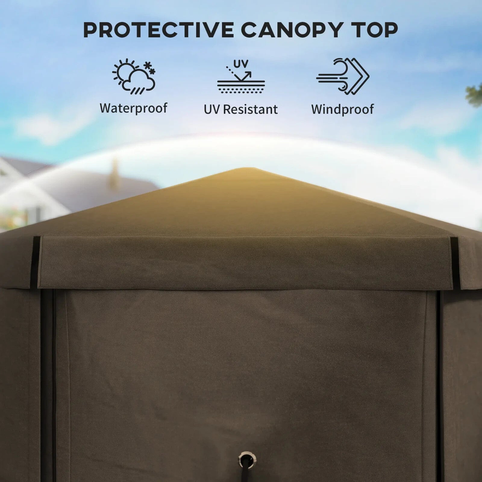 Hexagon Pop Up Gazebo with 5 Sides Netting Brown 3 x 3(m) Camping Shelter Cover - Home and Garden Furniture Shop - rustic - furniture