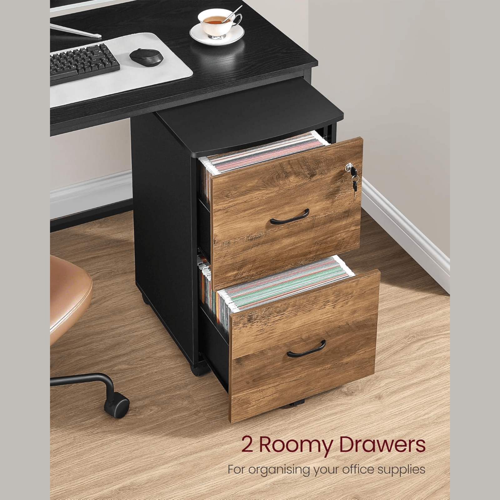 Industrial 2 Drawer Filing Cabinet Locking File Cabinet Home Office Desk Storage - Home and Garden Furniture Shop - rustic - furniture