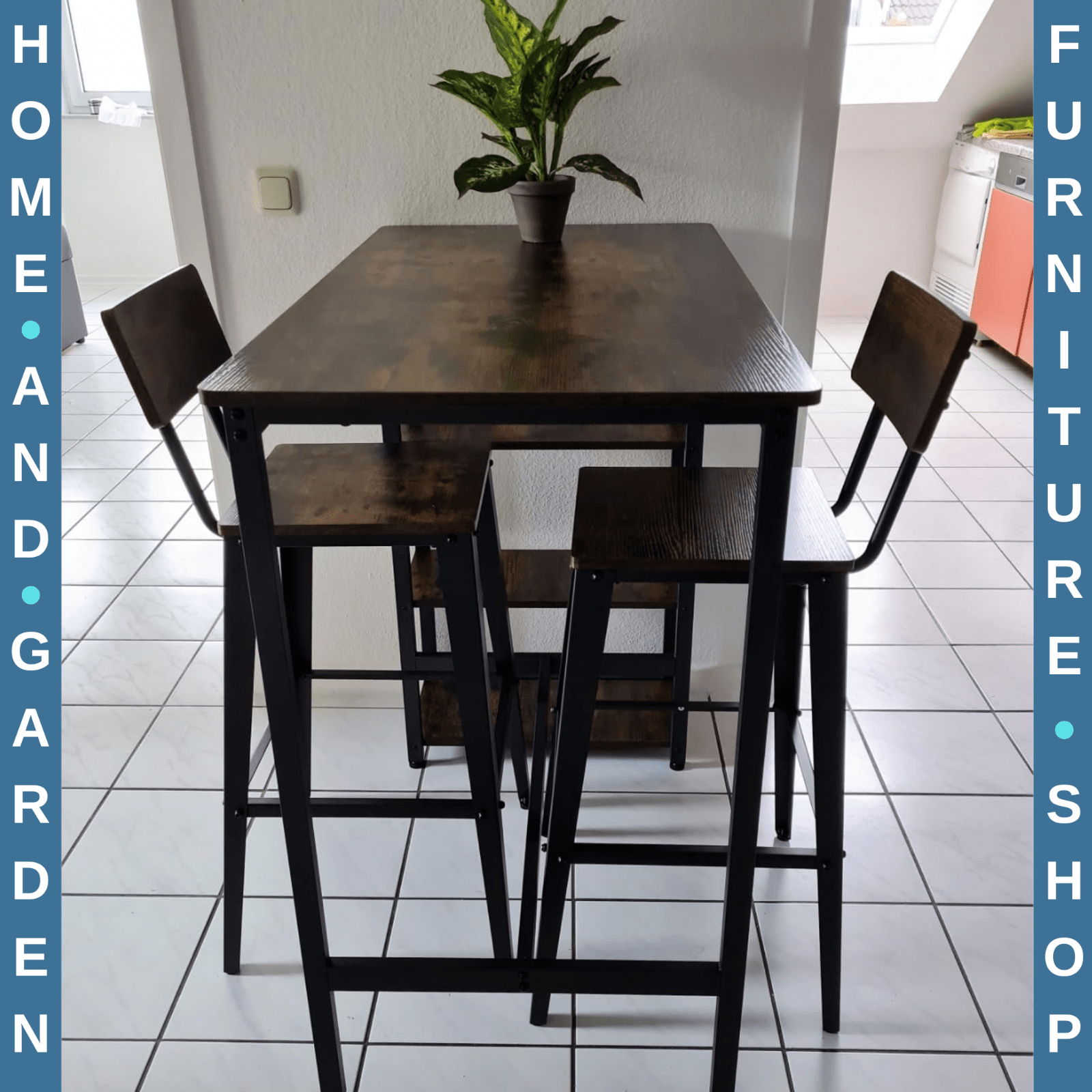 Industrial Bar Stools Set of 2 Bar Chairs Backrest Footrest Tall Kitchen Chairs - Home and Garden Furniture Shop - rustic - furniture