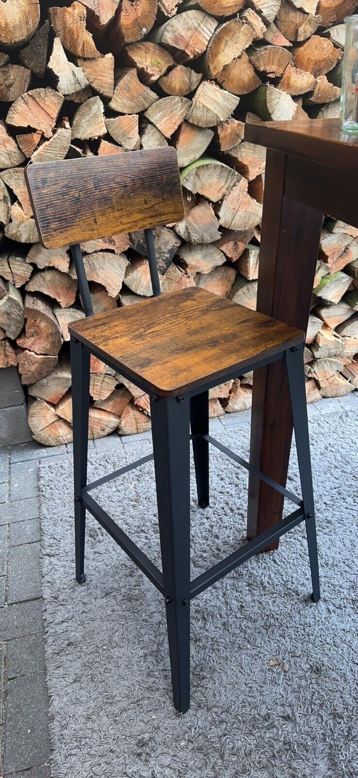 Industrial Bar Stools Set of 2 Bar Chairs Backrest Footrest Tall Kitchen Chairs - Home and Garden Furniture Shop - rustic - furniture