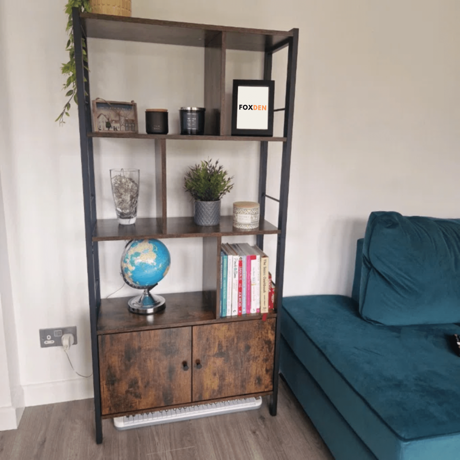 Industrial Bookcase Cupboard Tall Rustic Bookshelf 5 Tier Rustic Shelving Unit - Home and Garden Furniture Shop - rustic - furniture