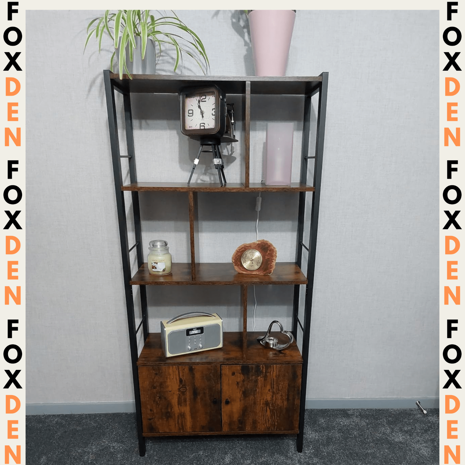 Industrial Bookcase Cupboard Tall Rustic Bookshelf 5 Tier Rustic Shelving Unit - Home and Garden Furniture Shop - rustic - furniture