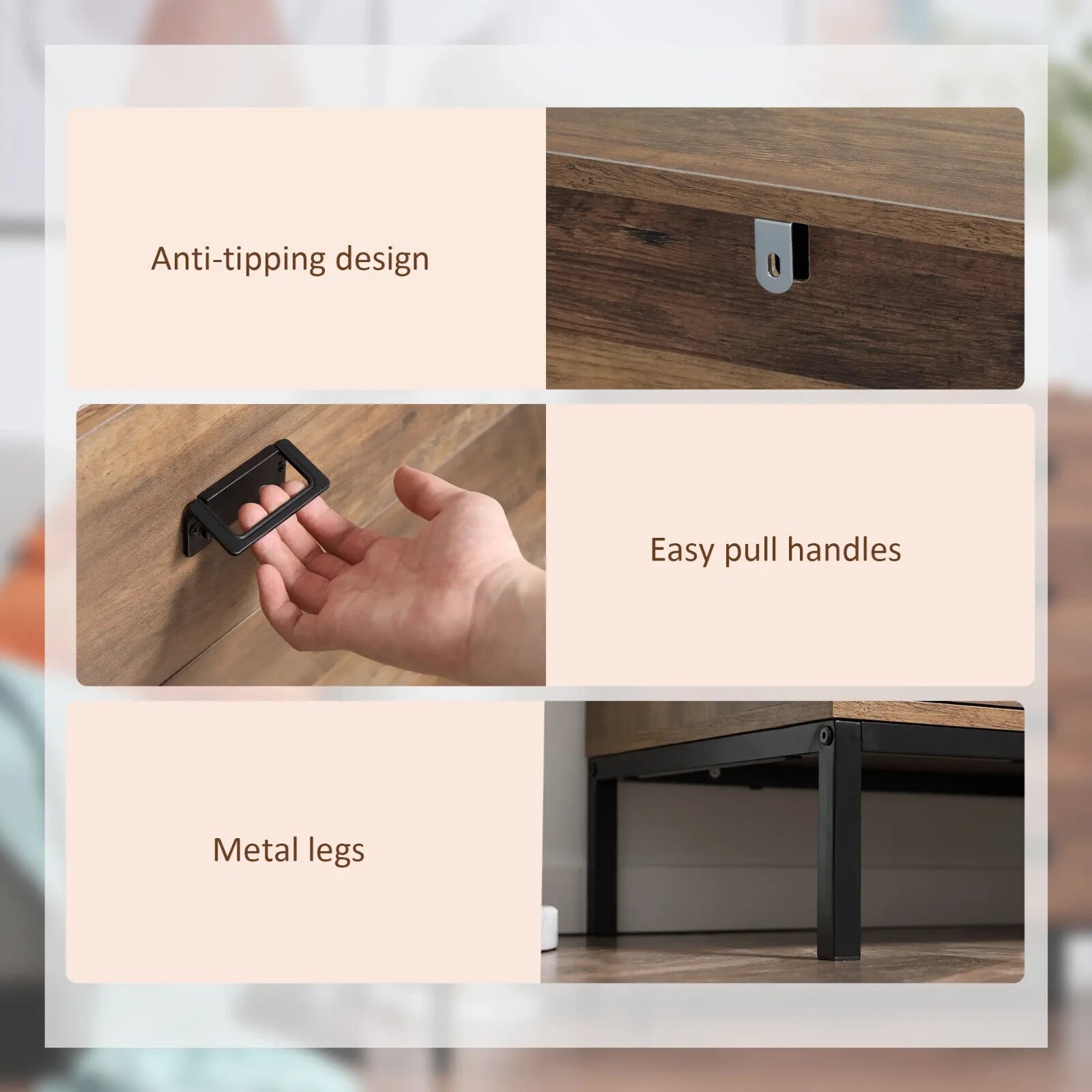 Industrial Chest of Drawers 4 Drawer Dresser Storage Bedroom Cabinet Living Room - Home and Garden Furniture Shop - rustic - furniture