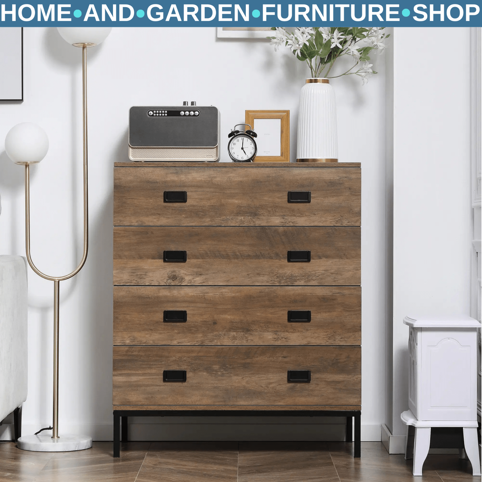 Industrial Chest of Drawers 4 Drawer Dresser Storage Bedroom Cabinet Living Room - Home and Garden Furniture Shop - rustic - furniture