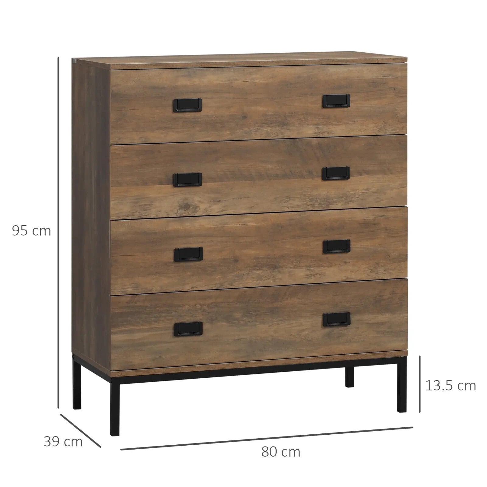 Industrial Chest of Drawers 4 Drawer Dresser Storage Bedroom Cabinet Living Room - Home and Garden Furniture Shop - rustic - furniture