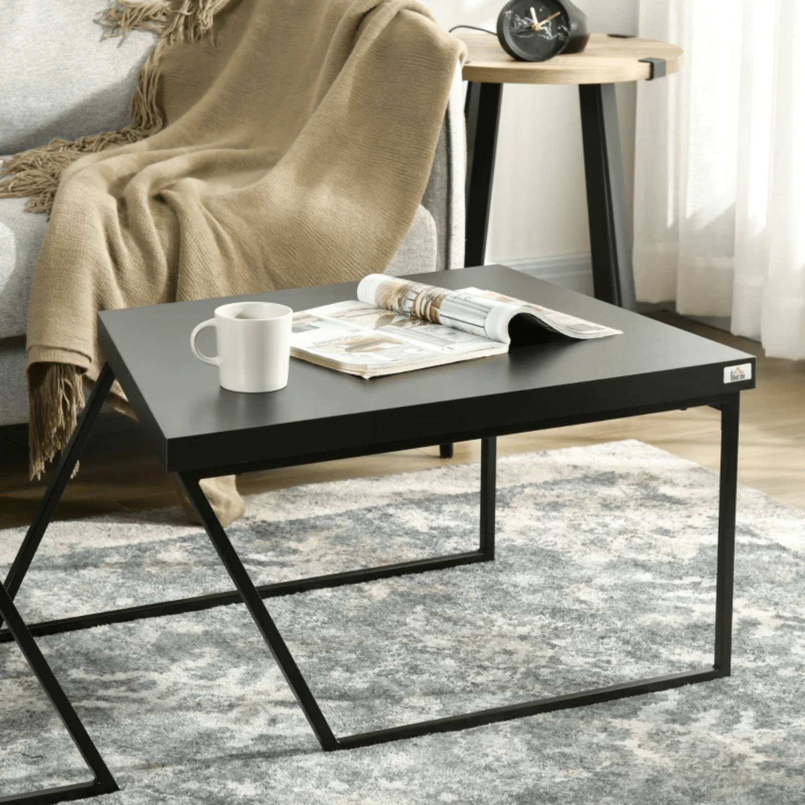 Industrial Coffee Table Set of 2 Rustic Brown Side Tables Living Room Sofa End - Home and Garden Furniture Shop - rustic - furniture
