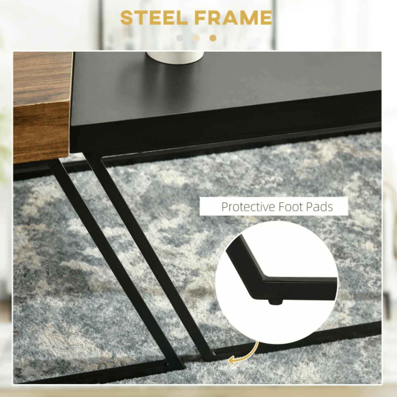 Industrial Coffee Table Set of 2 Rustic Brown Side Tables Living Room Sofa End - Home and Garden Furniture Shop - rustic - furniture