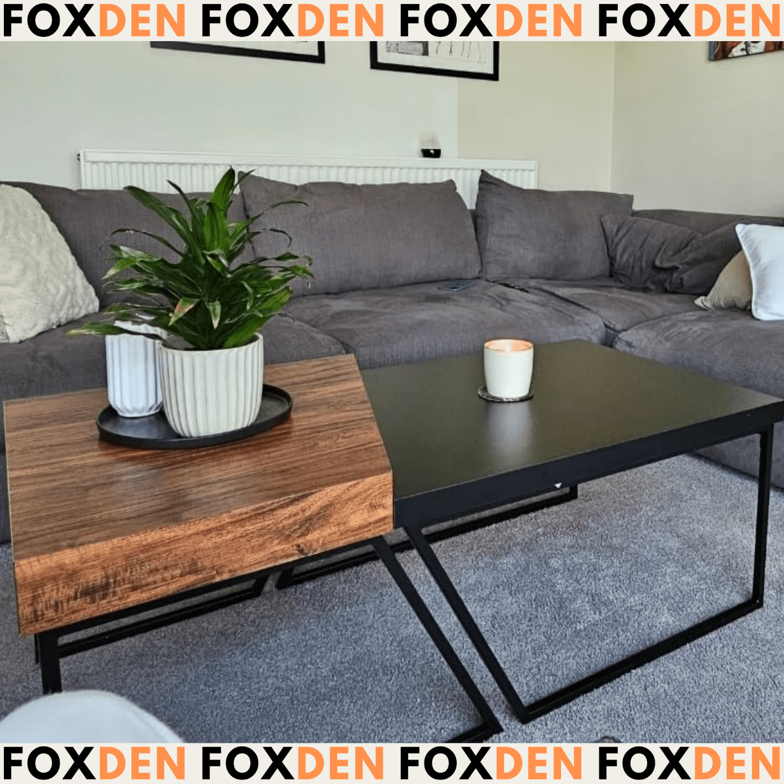 Industrial Coffee Table Set of 2 Rustic Brown Side Tables Living Room Sofa End - Home and Garden Furniture Shop - rustic - furniture