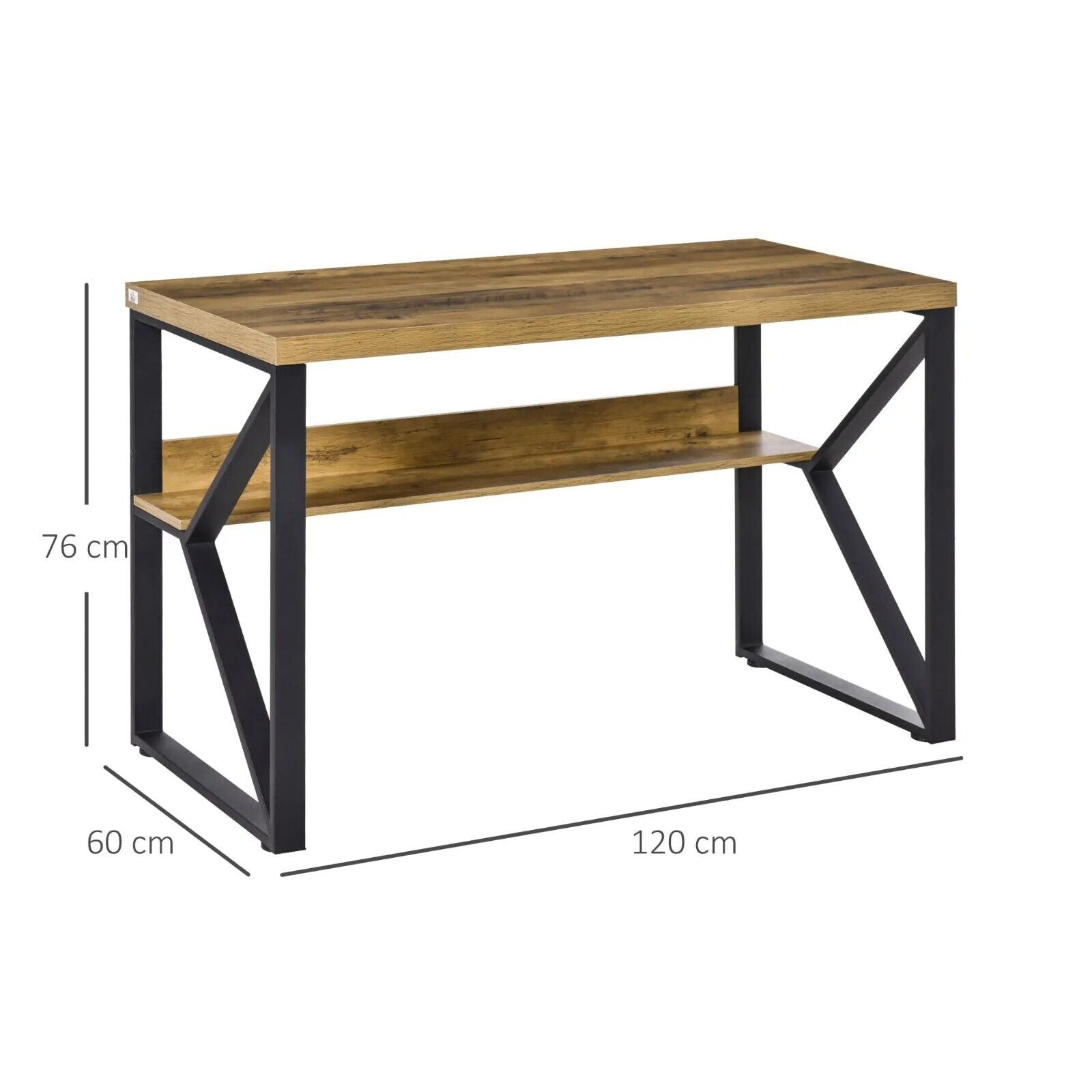 Industrial Computer Desk Storage Shelf Home Office Rustic Workstation Metal Legs - Home and Garden Furniture Shop - rustic - furniture