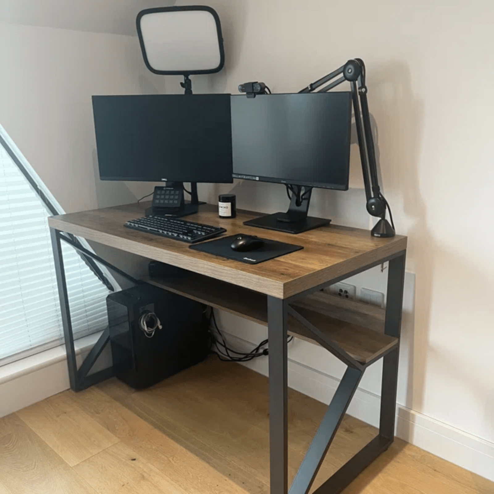 Industrial Computer Desk Storage Shelf Home Office Rustic Workstation Metal Legs - Home and Garden Furniture Shop - rustic - furniture