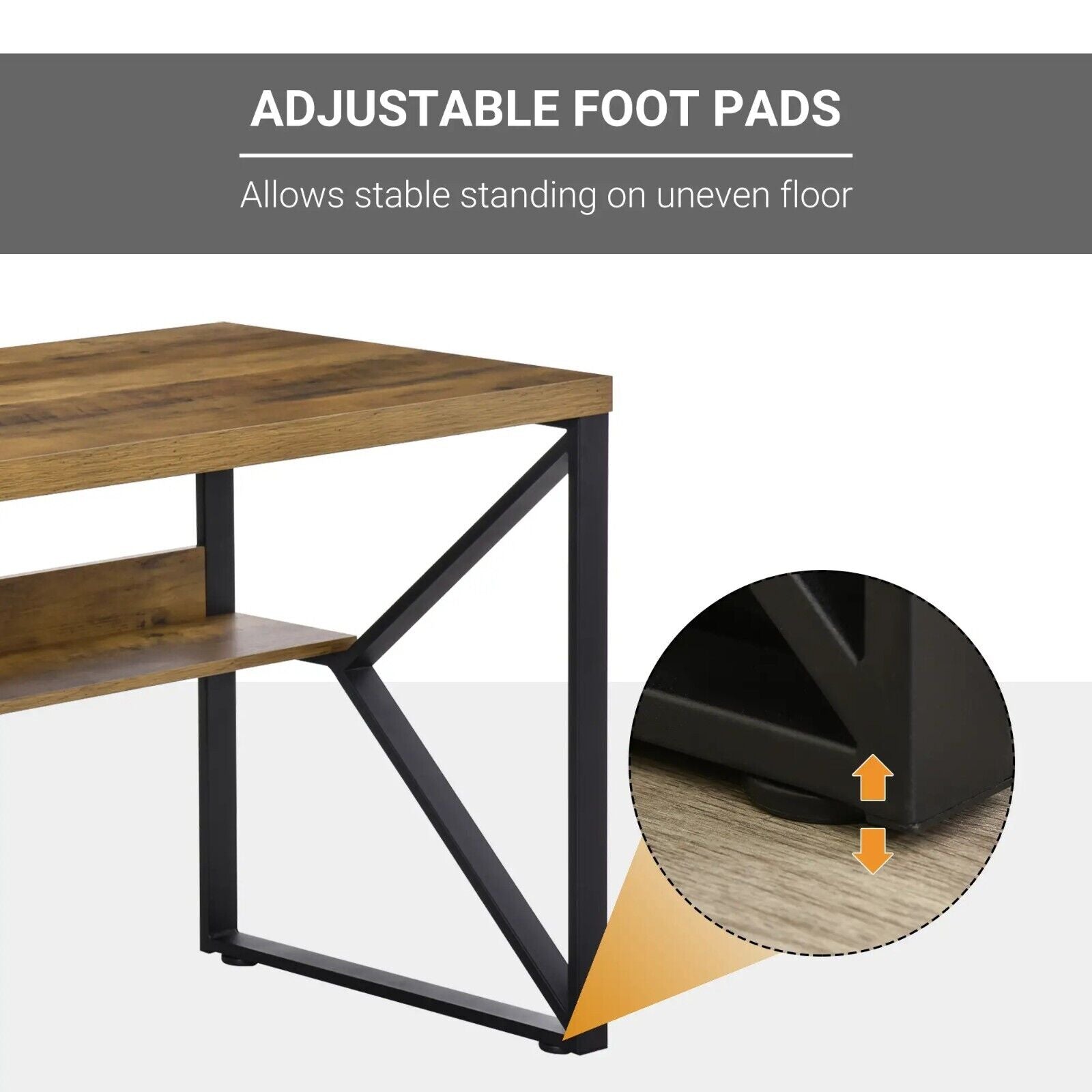 Industrial Computer Desk Storage Shelf Home Office Rustic Workstation Metal Legs - Home and Garden Furniture Shop - rustic - furniture