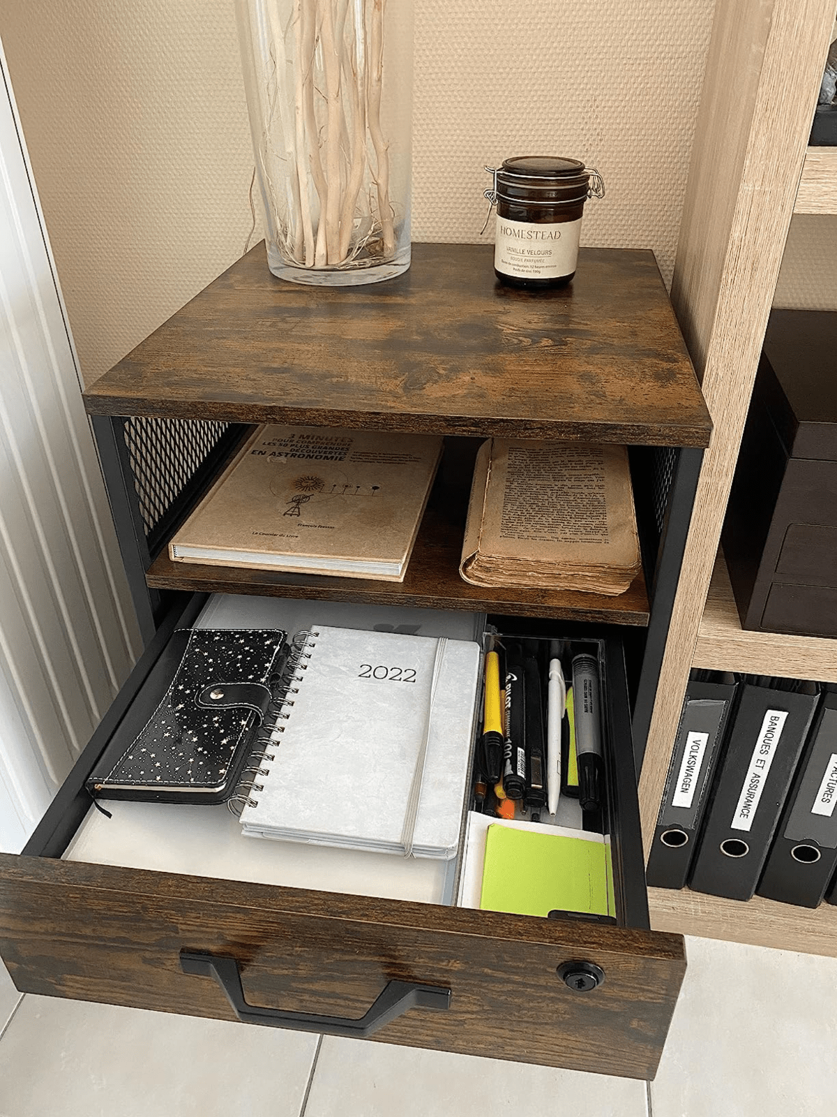 Industrial Filing Storage Cabinet Lockable Under Desk Drawers with Wheels Shelf - Home and Garden Furniture Shop - rustic - furniture