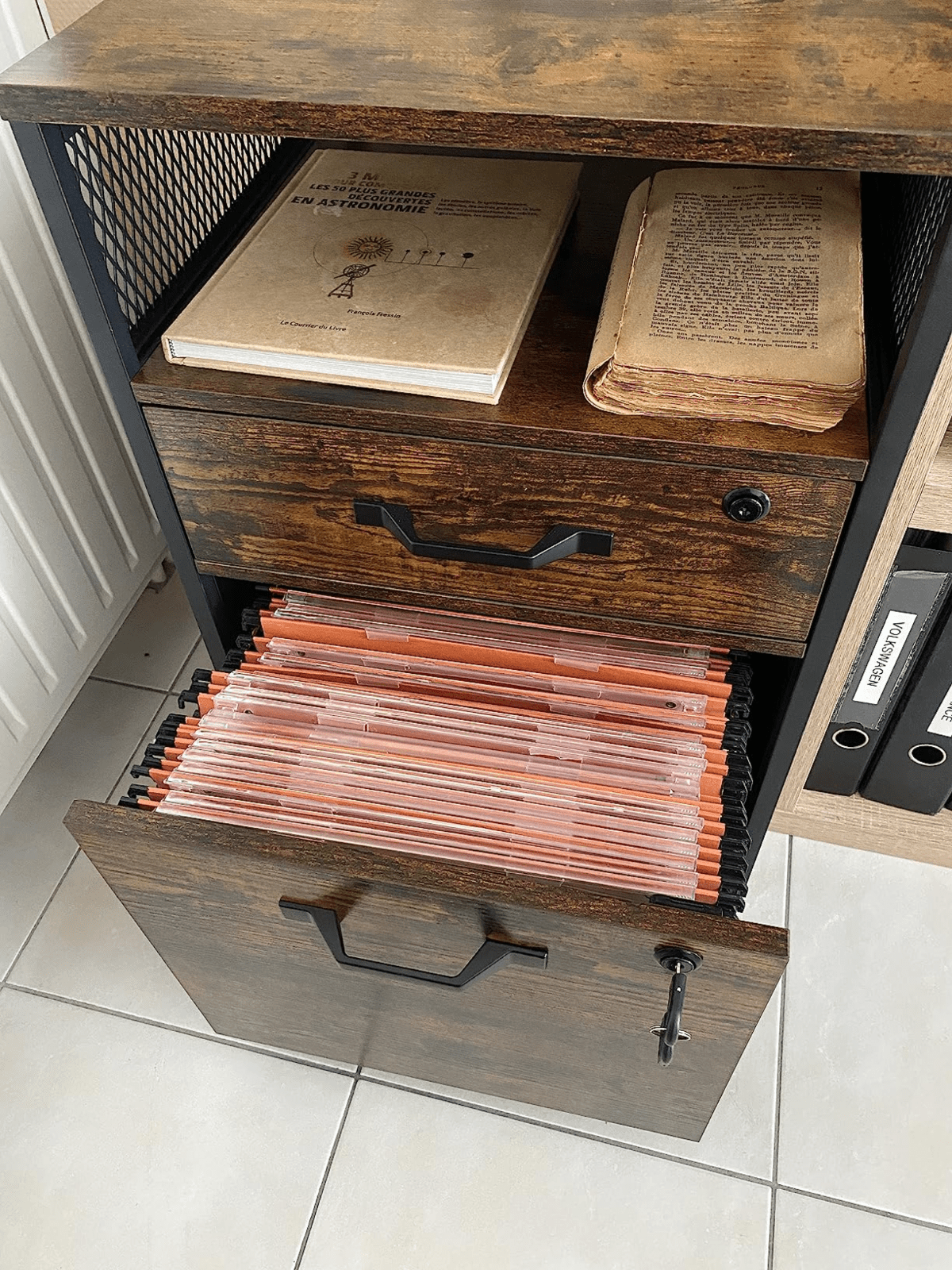 Industrial Filing Storage Cabinet Lockable Under Desk Drawers with Wheels Shelf - Home and Garden Furniture Shop - rustic - furniture