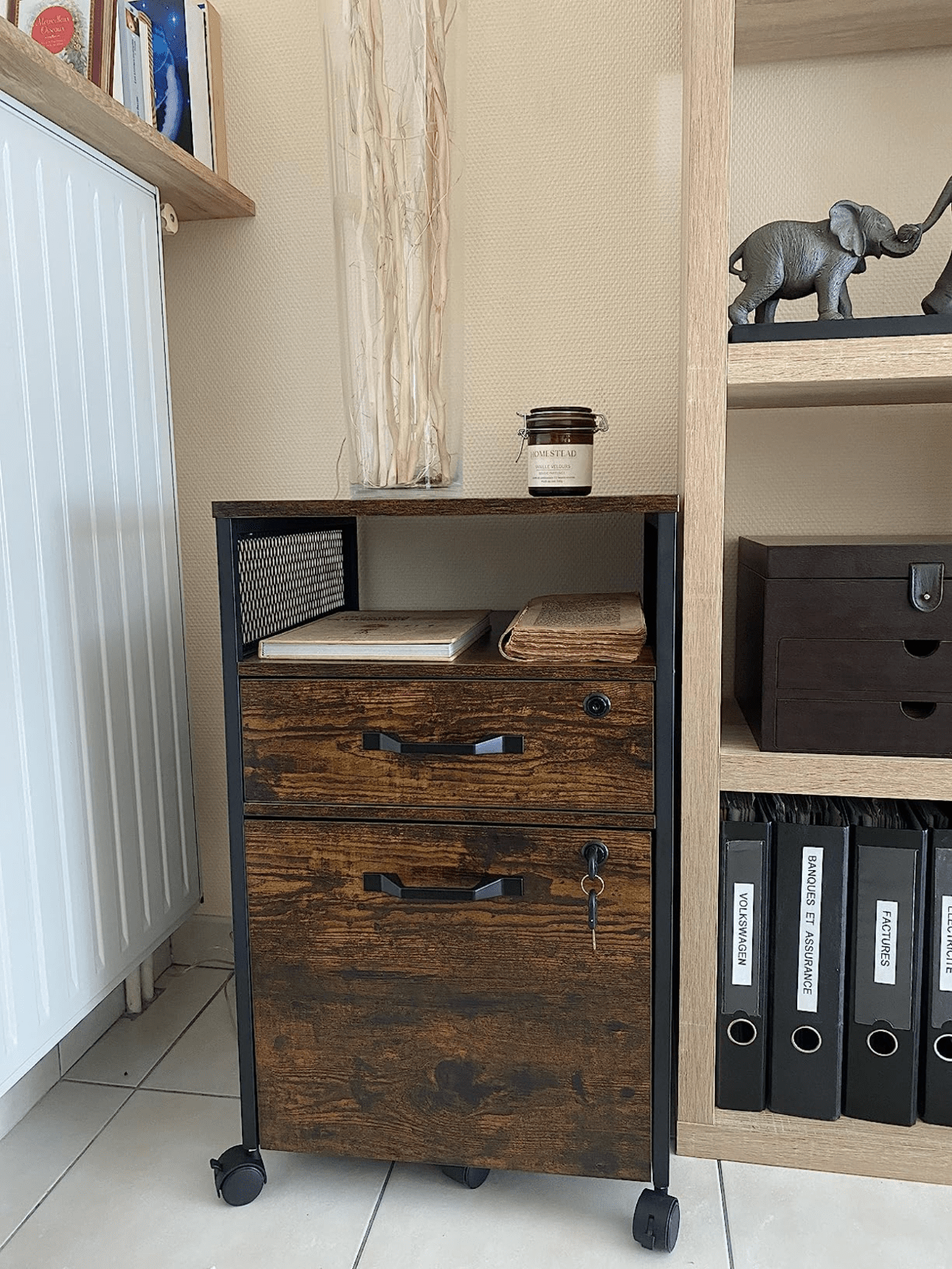 Industrial Filing Storage Cabinet Lockable Under Desk Drawers with Wheels Shelf - Home and Garden Furniture Shop - rustic - furniture