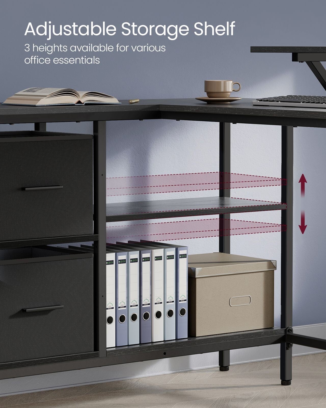 Industrial L Shaped Computer Desk with Drawers Rustic Brown Desk Monitor Stand - Home and Garden Furniture Shop - rustic - furniture